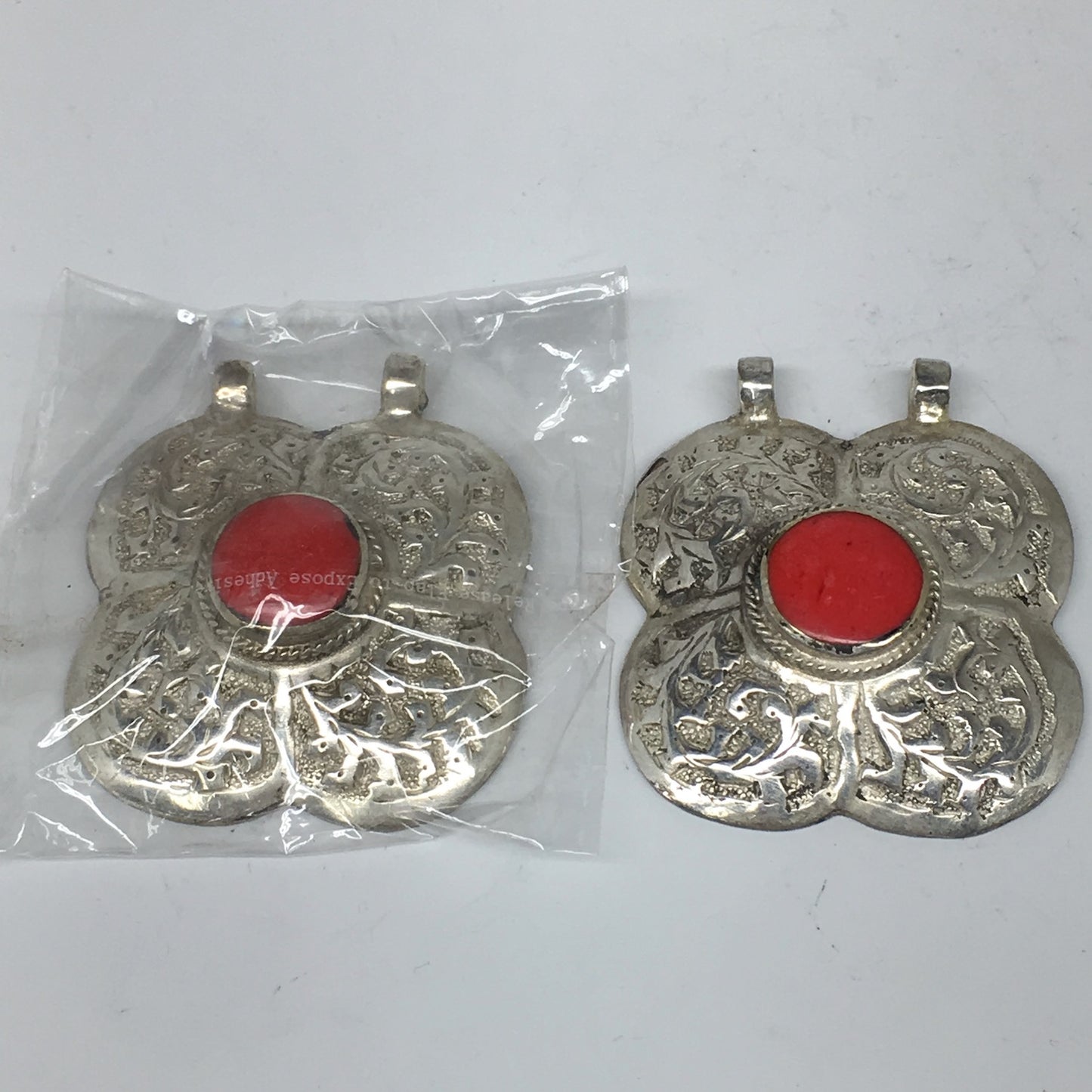 1pc,2.3"x2"x0.5",Turkmen Pendant Red Coral Inlay Square Shape Statement,TN607