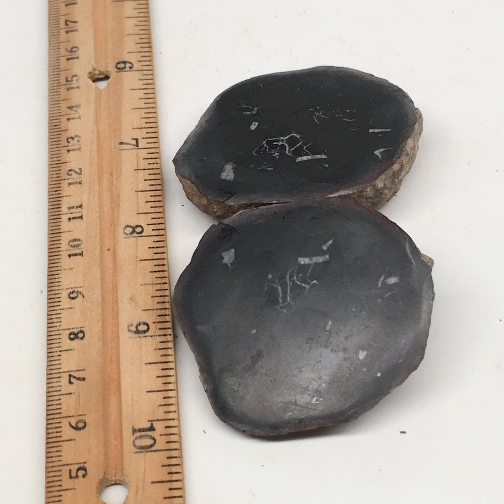 1 Pair,127.1g,2.1"x1.9" Natural Unique Septarian Nodules Slabs @Morocco,MF3609