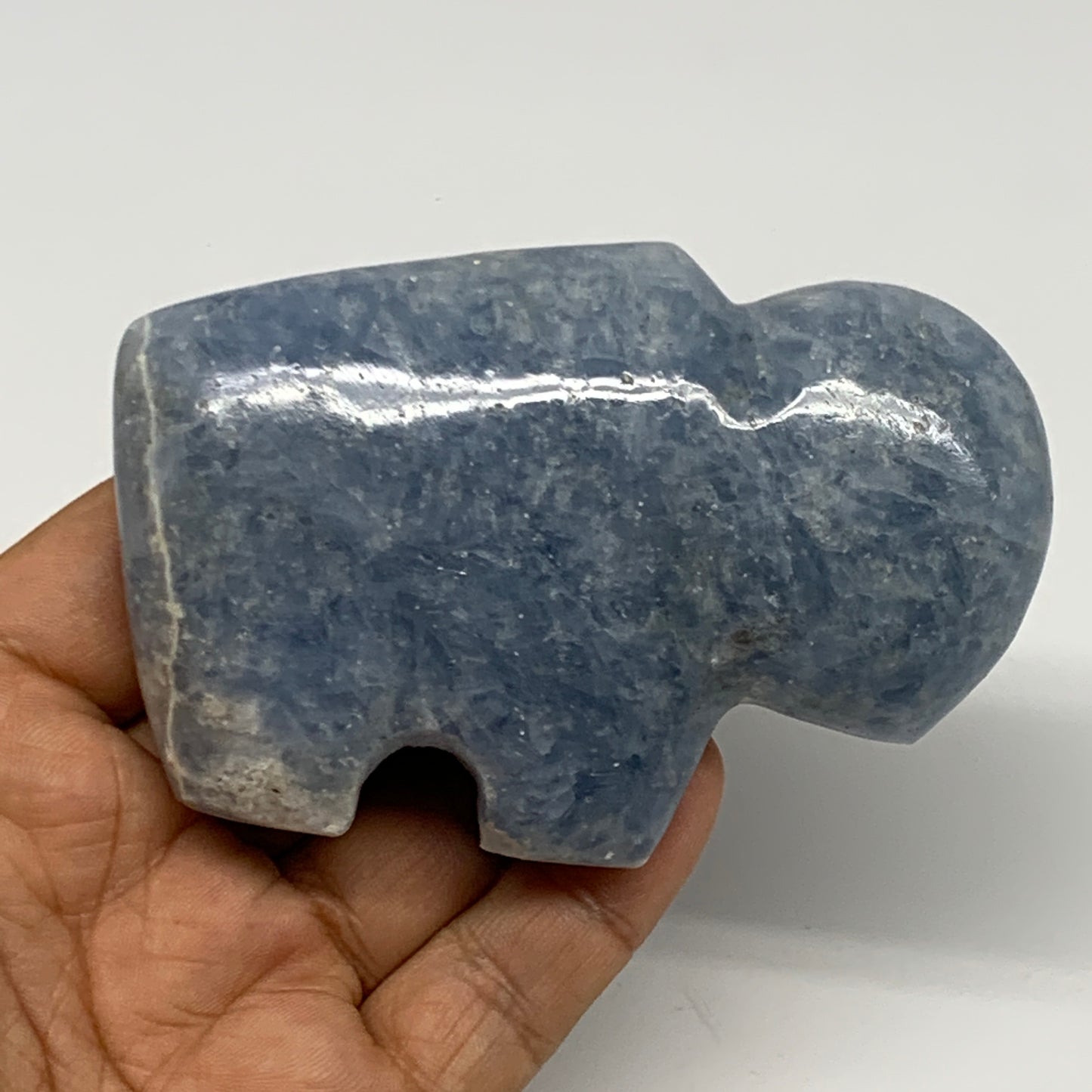 211.6g, 3.6"x2.4"x1" Natural Blue Calcite Buffalo Polished @Madagascar,B22385