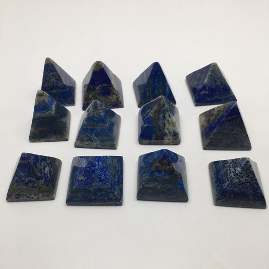 12x Lot Natural Lapis Lazuli Gemstone Small Pyramids Crystal @Afghanistan,C517