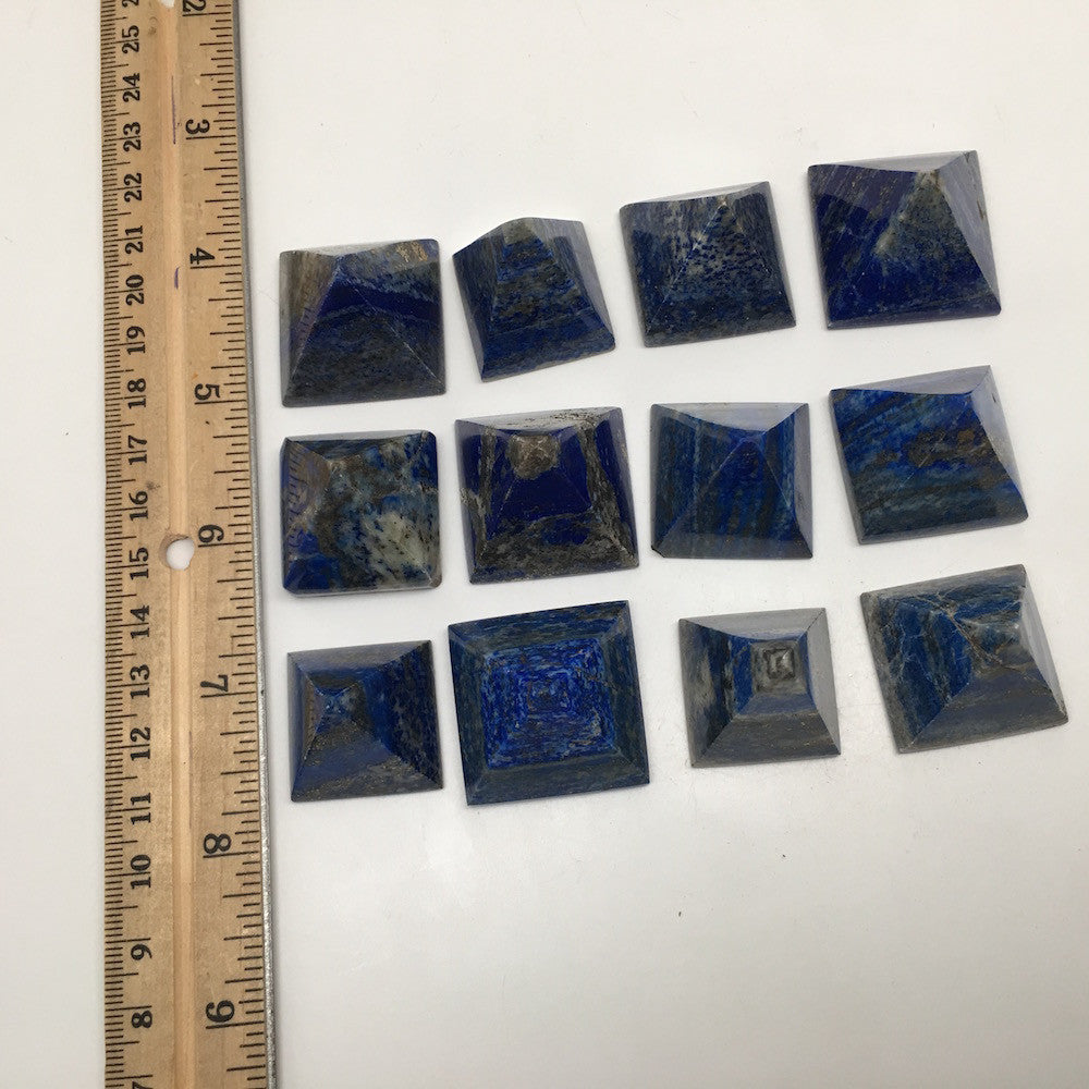 12x Lot Natural Lapis Lazuli Gemstone Small Pyramids Crystal @Afghanistan,C517