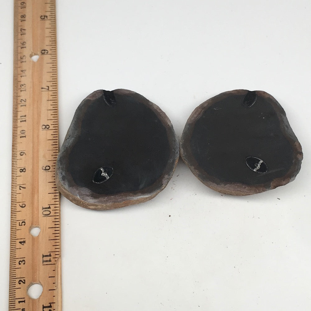 1 Pair,239.6g,2.9"x2.4" Natural Unique Septarian Nodules Slabs @Morocco,MF3621