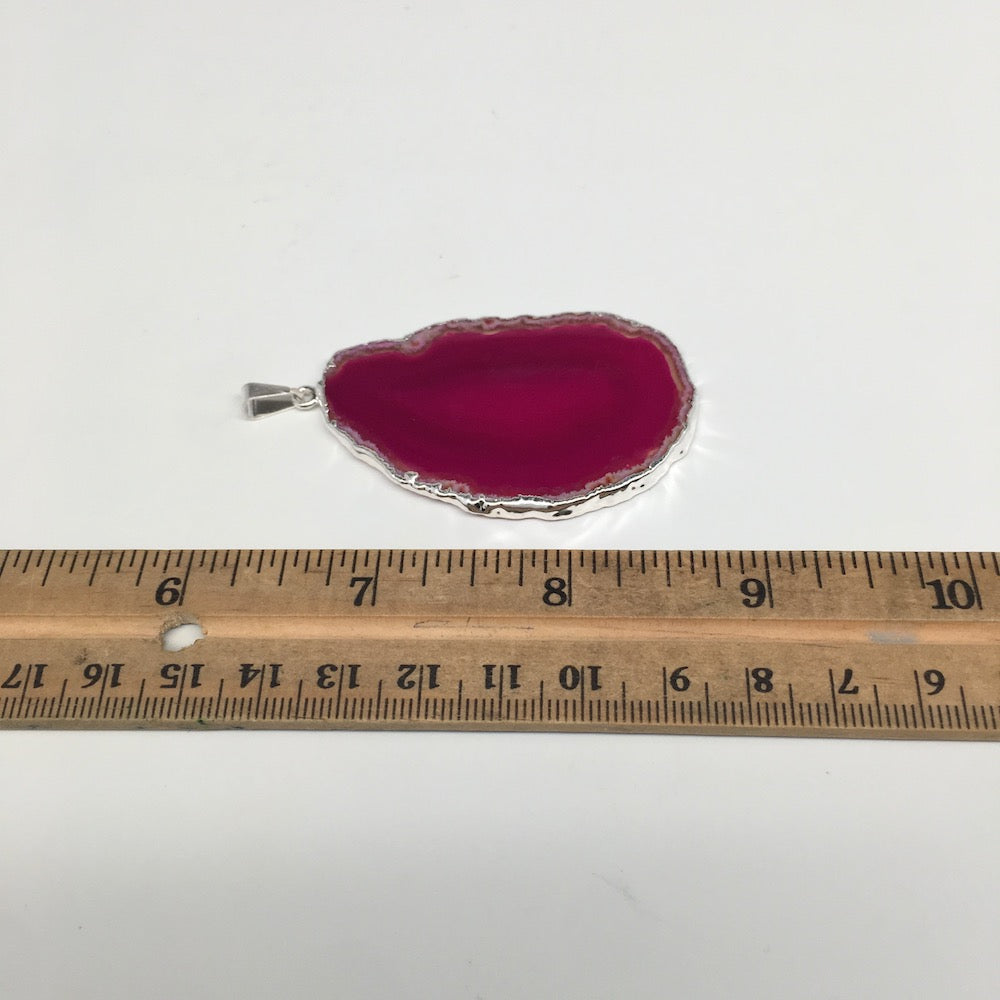 66.5cts, 2.6"x1.4" Blue Agate Druzy Geode Pendant Silver Plated @Brazil, Bp1306