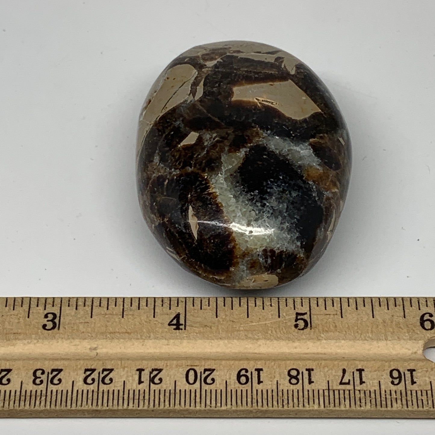 117.3g,2.6"x1.8"x1" Septarian Nodule Palm-Stone Polished Reiki Madagascar,B5076