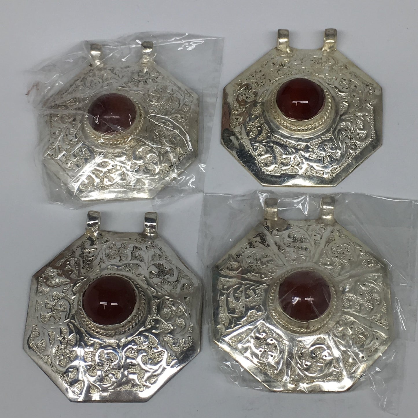 1pc, 2.4"x2.1"x0.7",Turkmen Pendant Red Carnelian Octagon Shape Statement,TN621