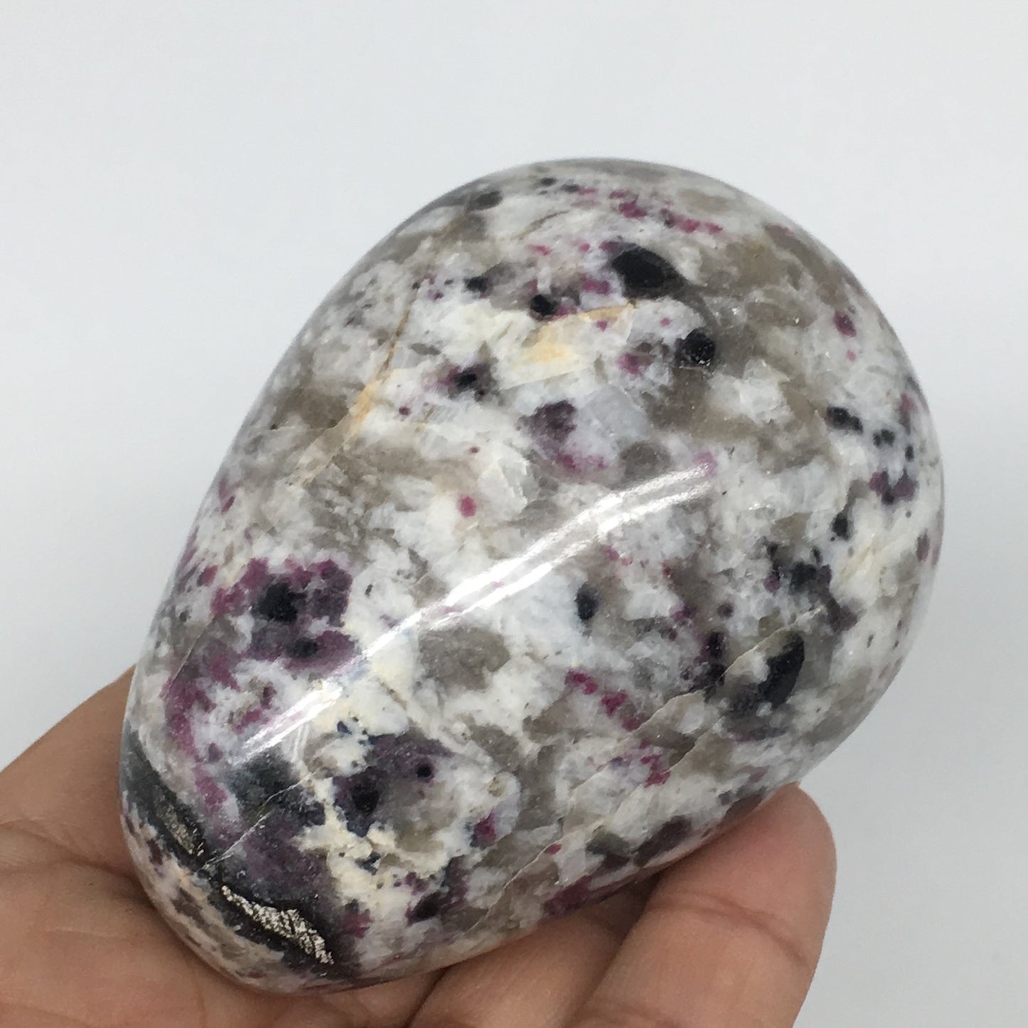 319.6g, 3"x2.2" Tourmaline Rubellite Egg Crystal Reiki Energy @Madagascar,B140