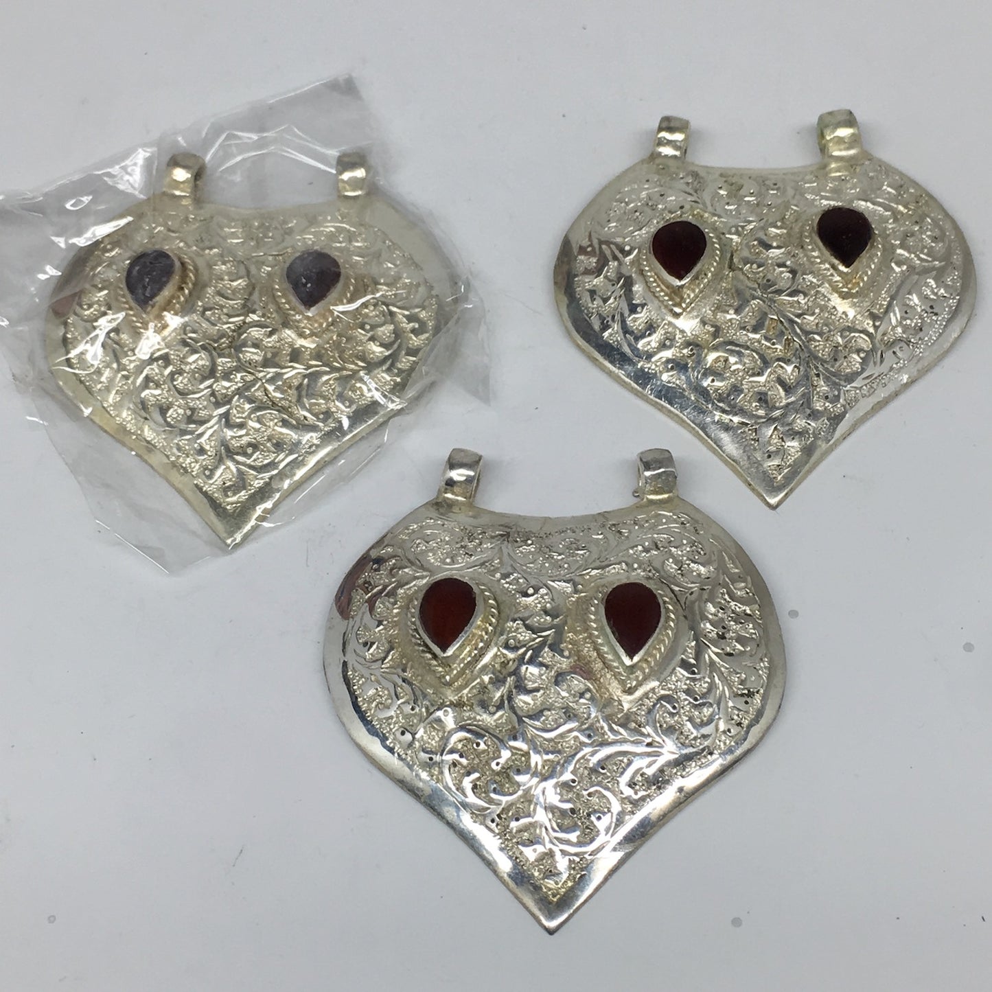 1pc, 2.8"x2.4"x0.5",Turkmen Pendant Red Carnelian Drop Shape Statement,TN624