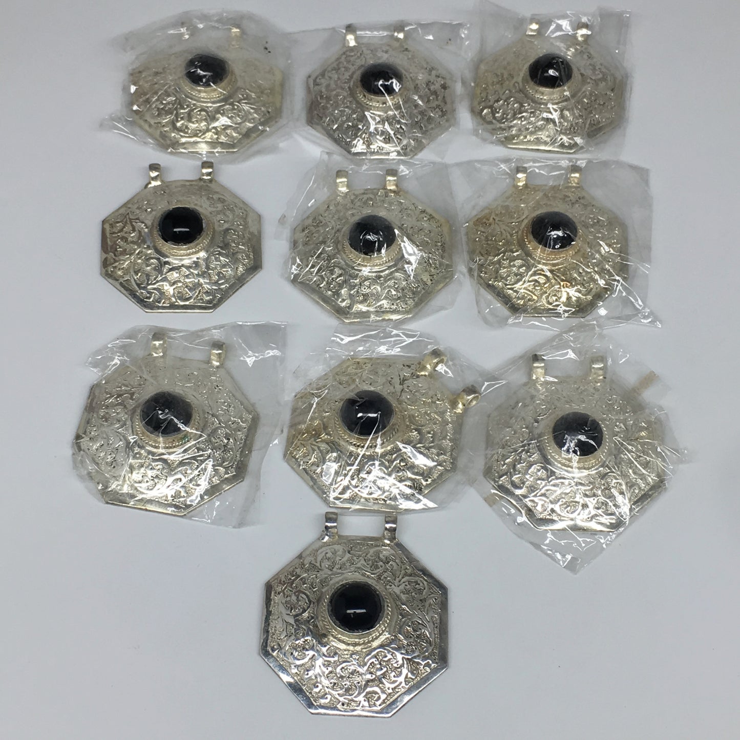 1pc,2.5"x2.2"x0.7",Turkmen Pendant Black Carnelian Octagon Shape Statement,TN649