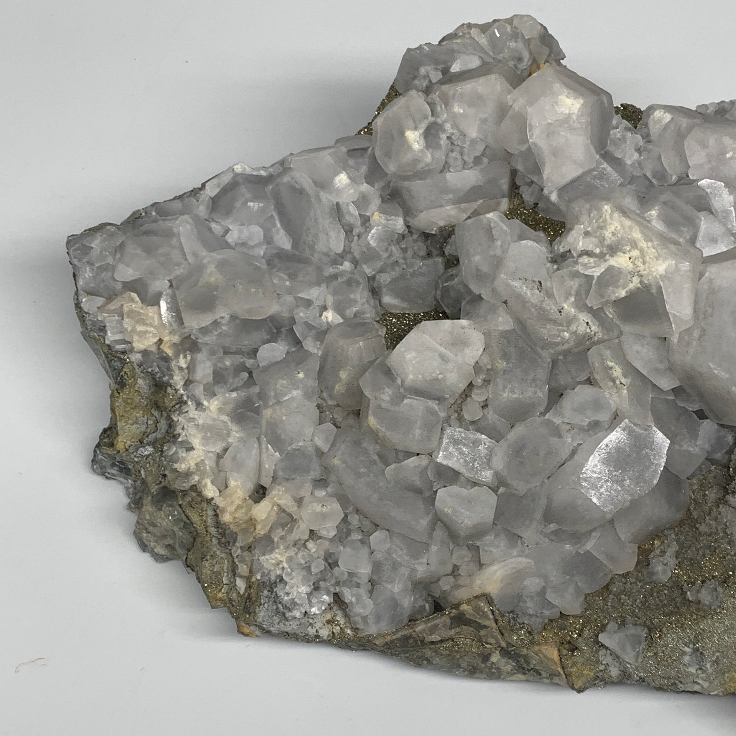 17.2 Lbs, 14"x8"x4.5", UV Reactive Chalcopyrite Calcite Cluster Fluorite Mineral