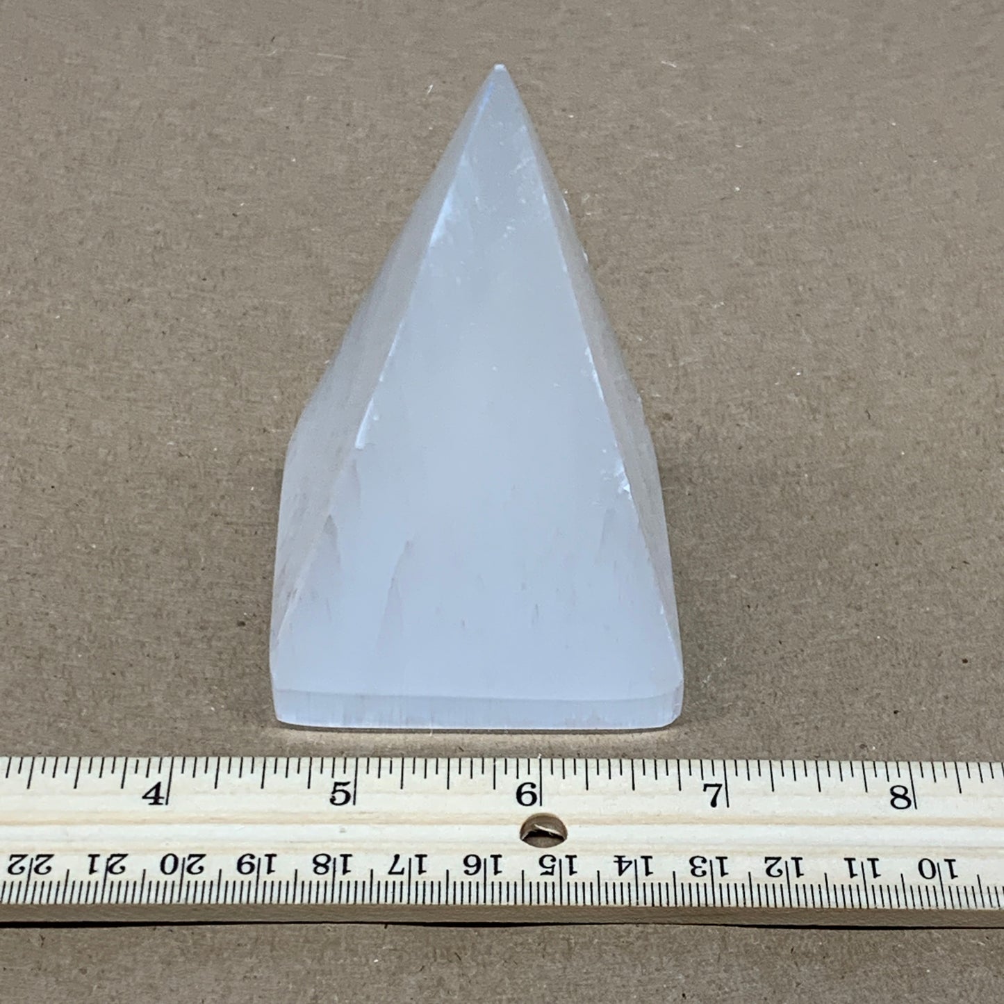 288.5g, 3.6"x2.3" White Selenite/Satin Spar Pyramid Crystal @Morocco, B24159
