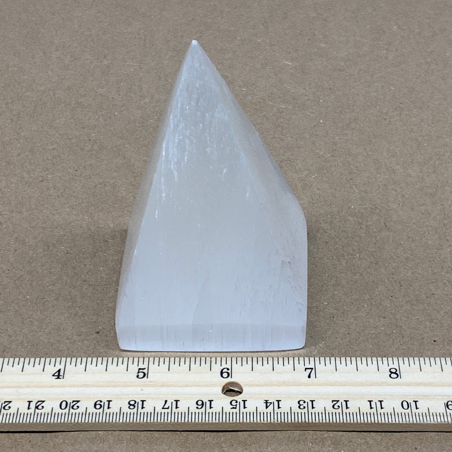 326g, 3.7"x2.4" White Selenite/Satin Spar Pyramid Crystal @Morocco, B24160