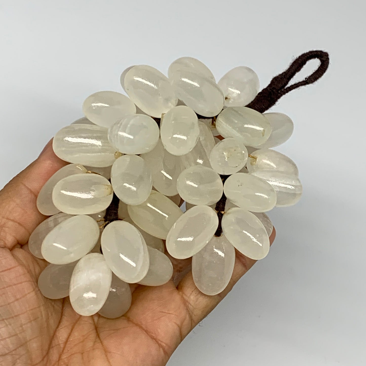 384.5g, 6"x3.6" White Onyx Grape Bunch Stone Marble Decor @Afghanistan,B26607