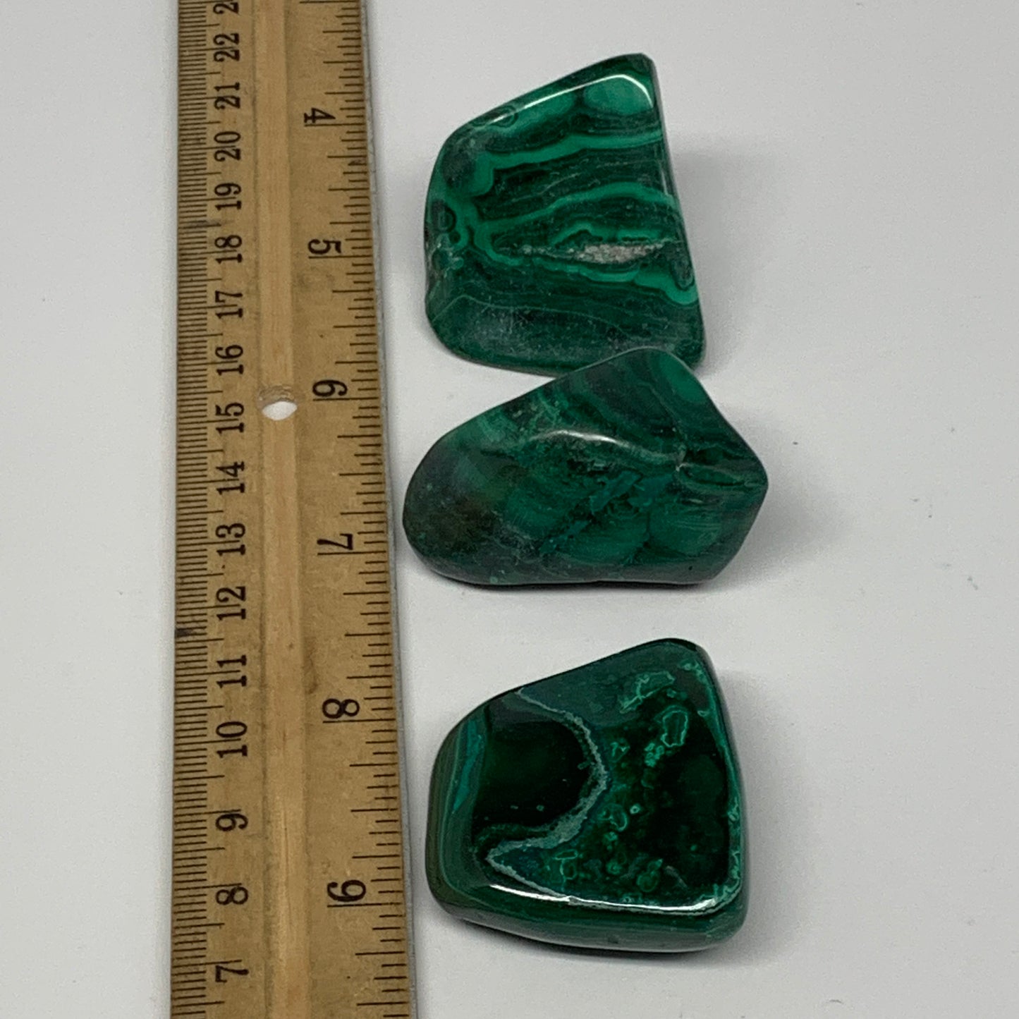 160.9g, 1.5"-1.8",3pcs, Natural Small Malachite Tumbled Polished Gemstone, B1857