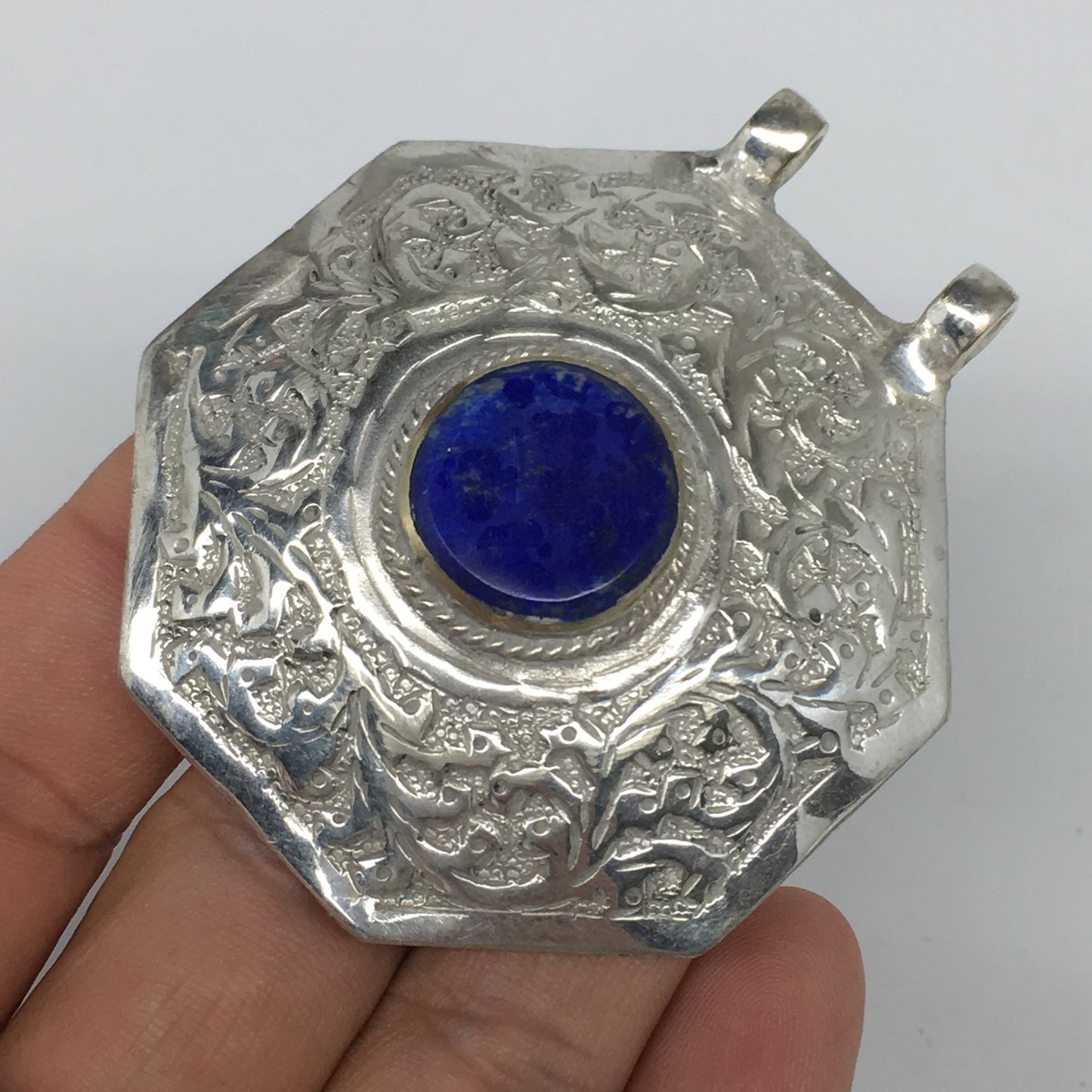 1pc,2.5"x2.1"x0.5",Turkmen Pendant Lapis Lazuli Octagon Shape Statement,TN664
