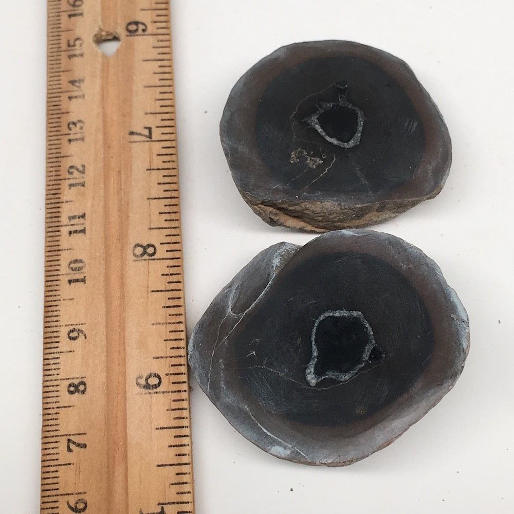 1 Pair,77.7g,1.9"x1.6" Natural Unique Septarian Nodules Slabs @Morocco,MF3678