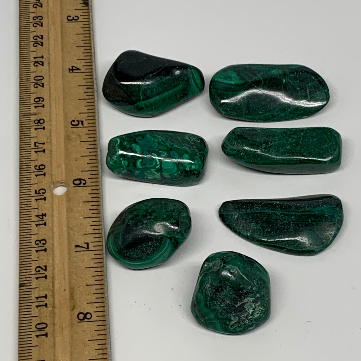 138.3g, 0.8"-1.6",7pcs, Natural Small Malachite Tumbled Polished Gemstone, B1857