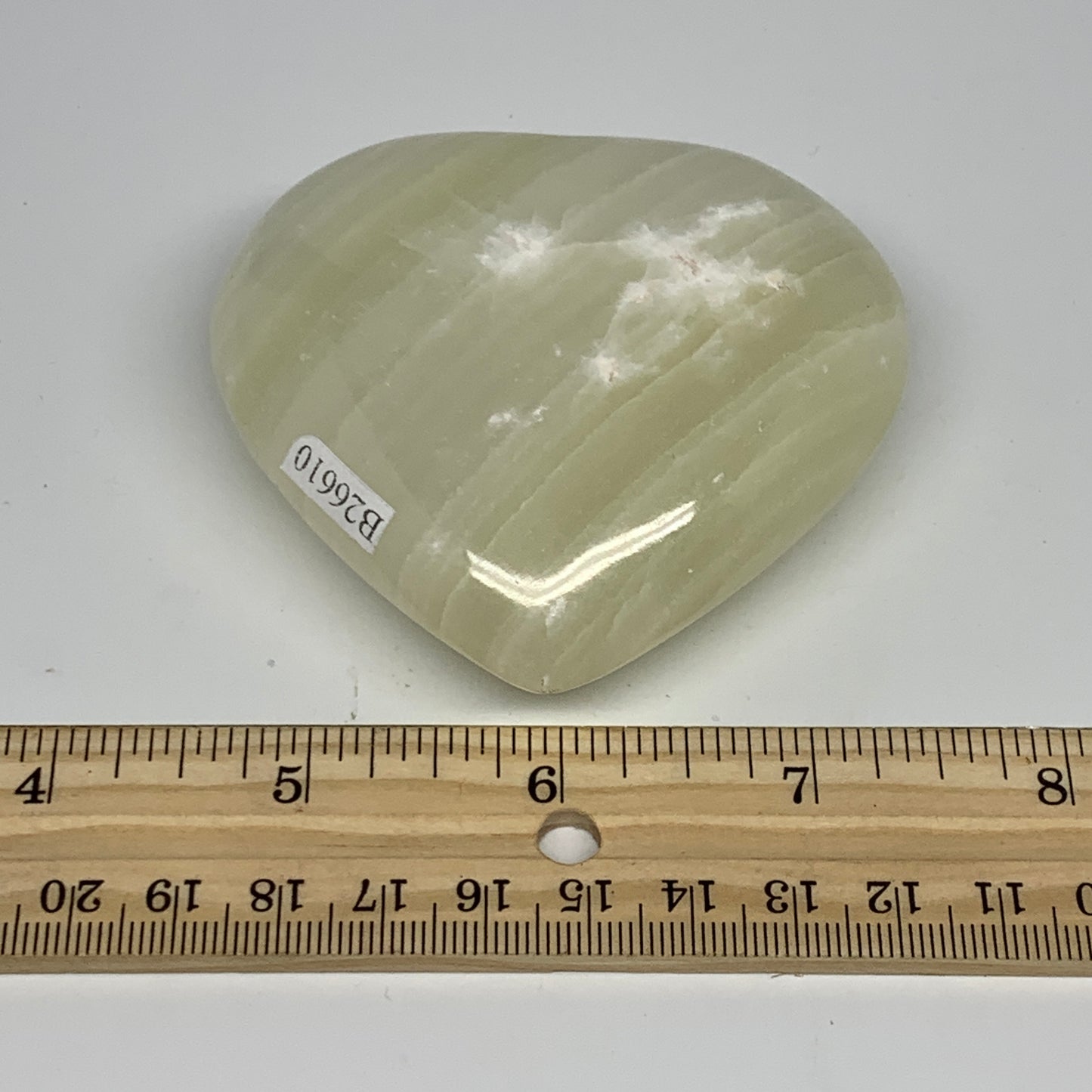 201.6g, 2.8"x3"x1.1" Natural Green Onyx Heart Polished Healing Crystal, B26610