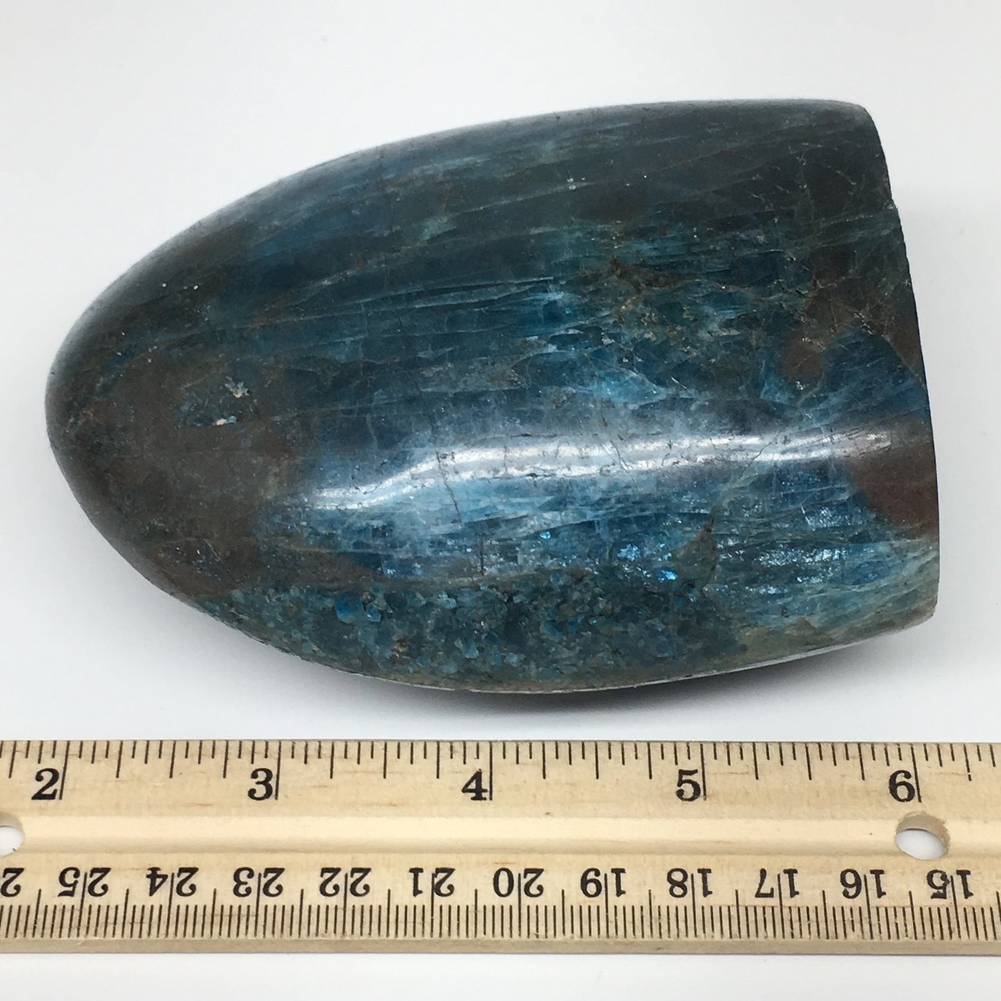 828g,4.1"x3.2"x2.2" Blue Apatite Polished Freeform Stands @Madagascar,B1186
