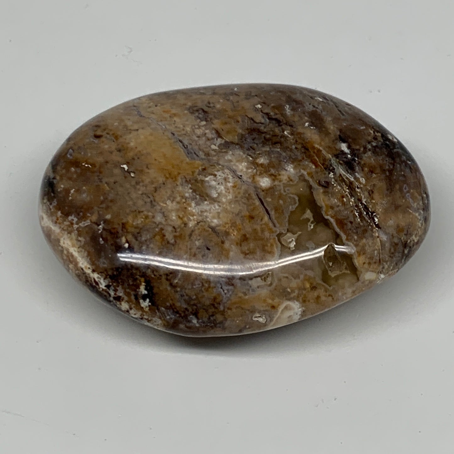 75.2g, 2.4"x1.8"x0.9", Natural Black Opal Crystal PalmStone Polished Reiki,B9680