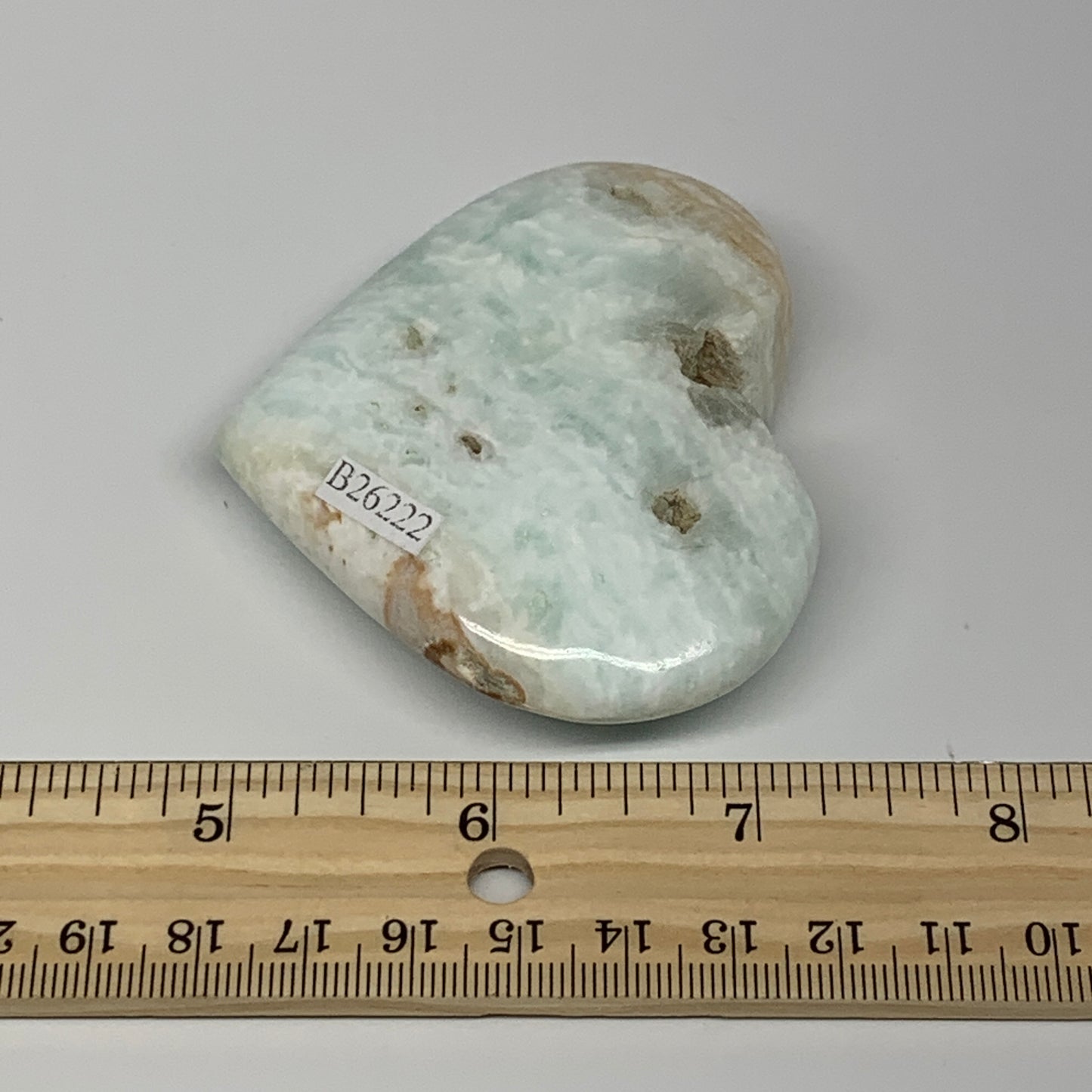 125.5g, 2.4"x2.9"x0.8" Caribbean Calcite Heart Gemstones @Afghanistan,B26222