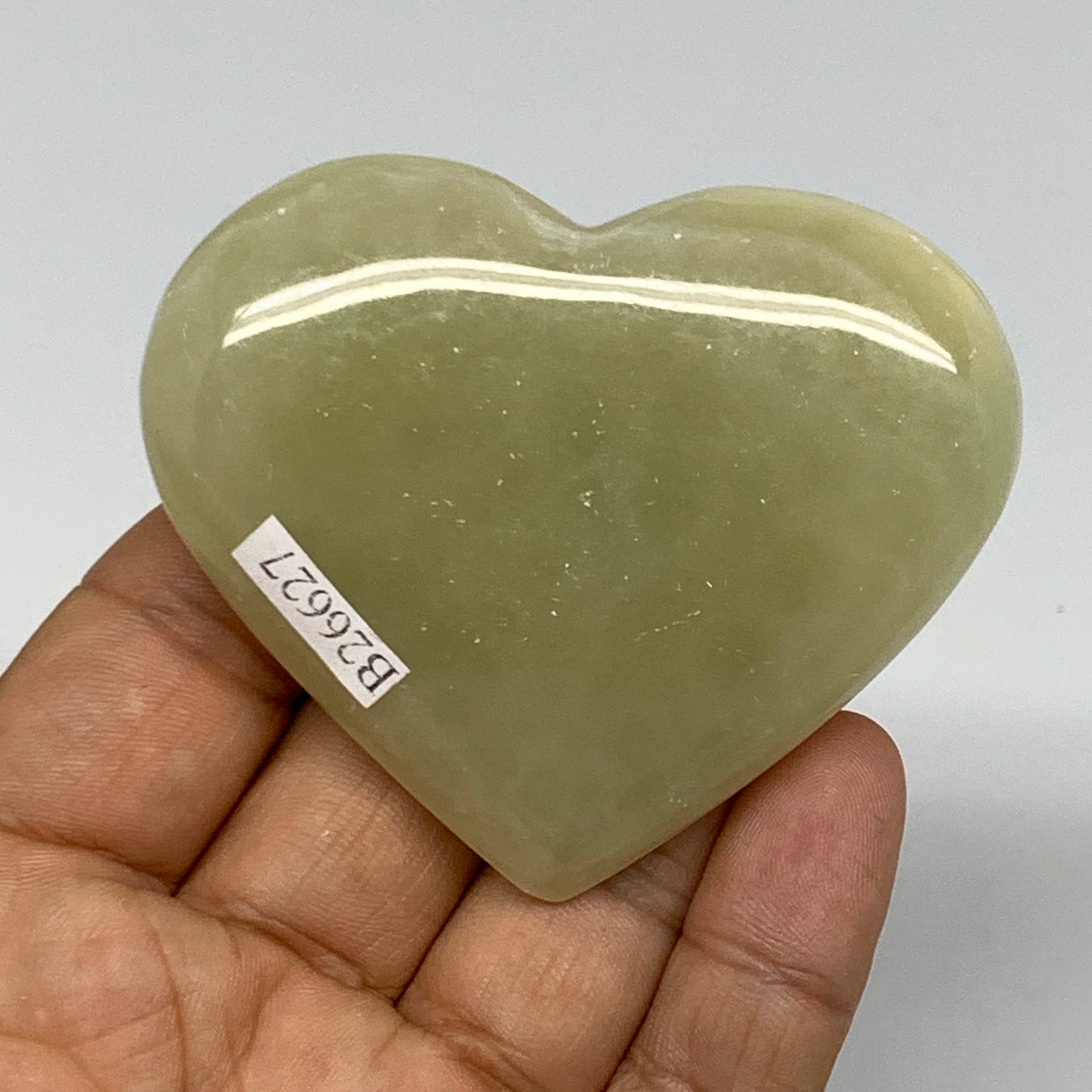 88.2g, 2.2"x2.7"x0.6" Natural Green Onyx Heart Polished Healing Crystal, B26627