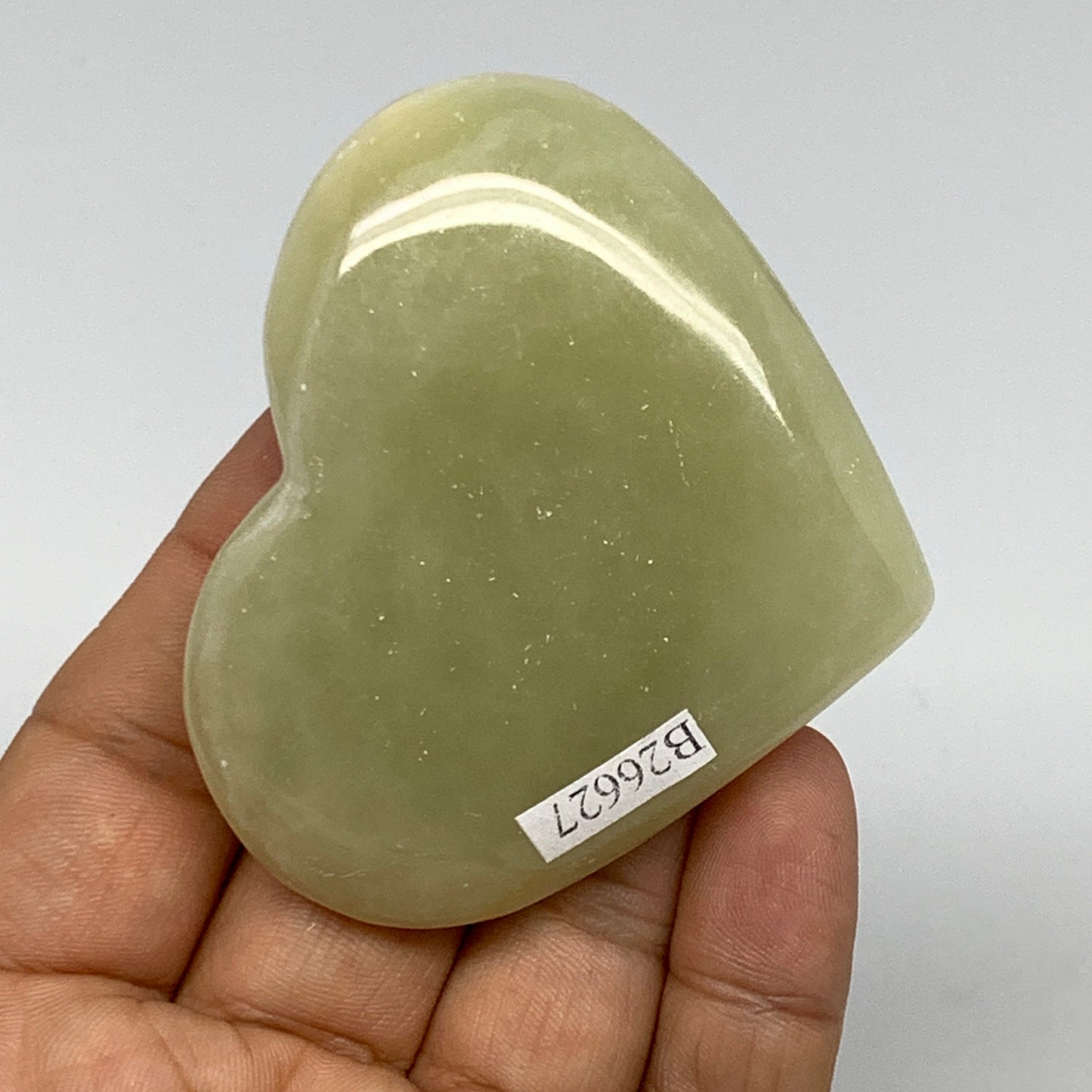 88.2g, 2.2"x2.7"x0.6" Natural Green Onyx Heart Polished Healing Crystal, B26627