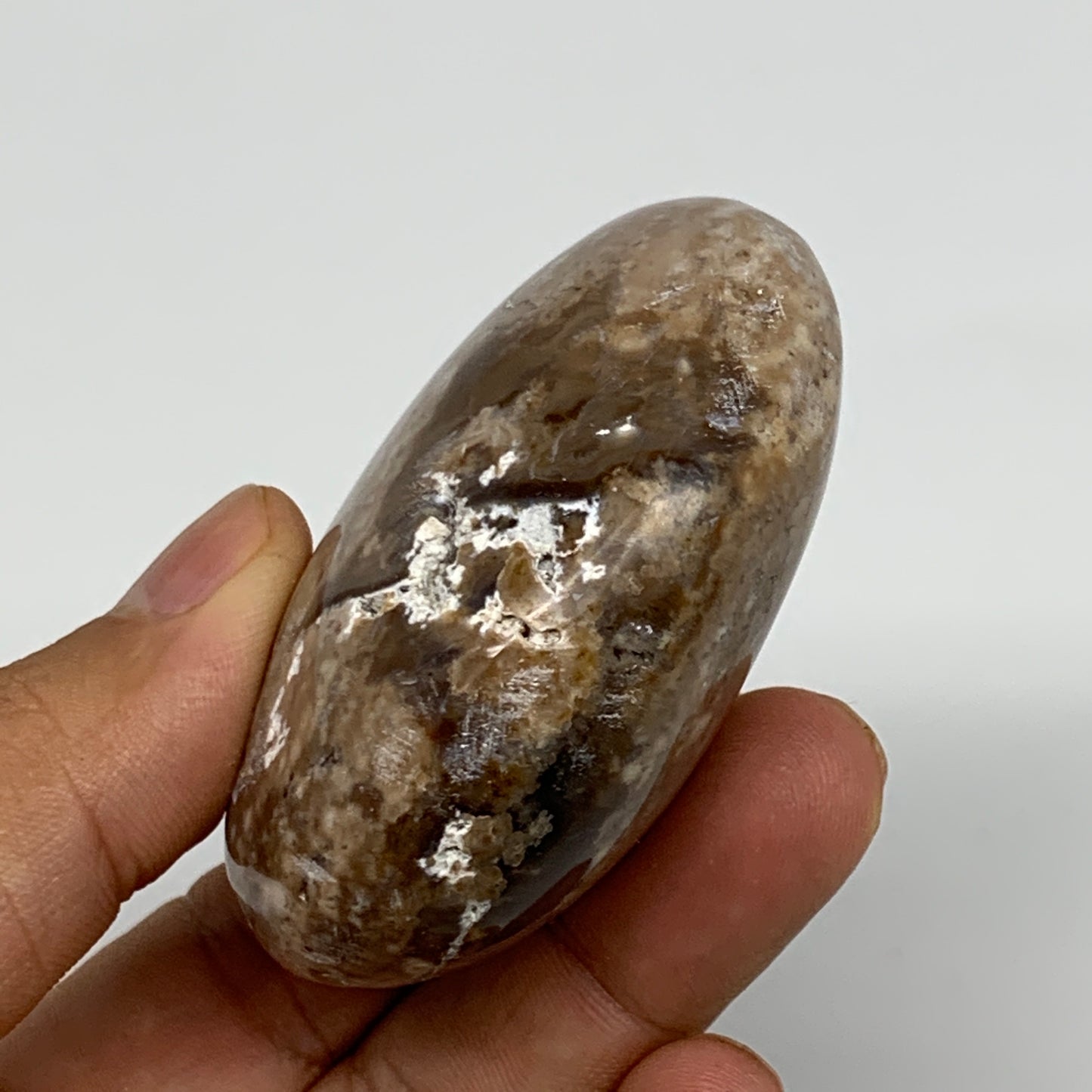 90g, 2.3"x1.8"x1.1", Natural Black Opal Crystal PalmStone Polished Reiki,B9697