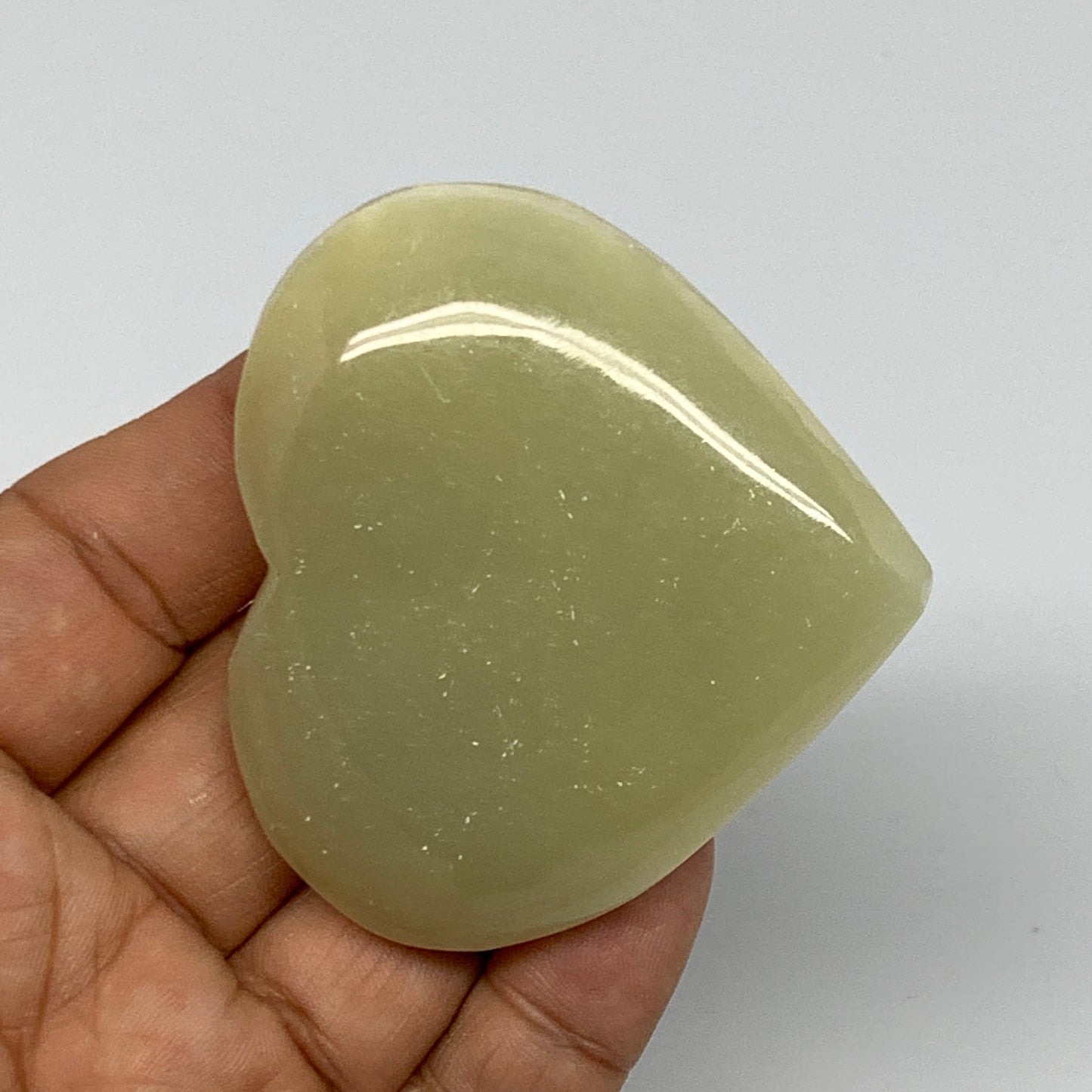 83.7g, 2.2"x2.4"x0.7" Natural Green Onyx Heart Polished Healing Crystal, B26632
