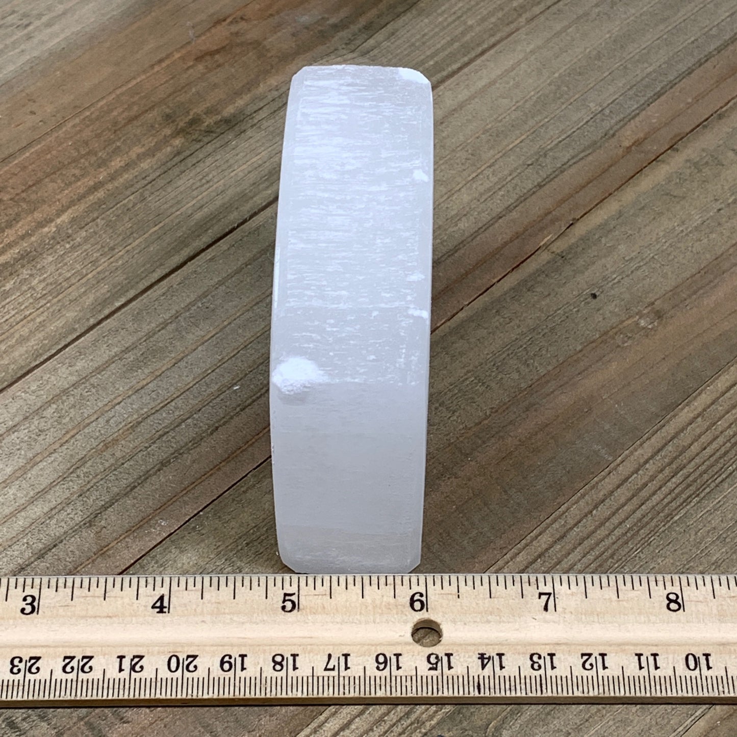 1pc, 280-320g, 2.9"x1.2" White Selenite Candle Holder Square Shape from Morocco