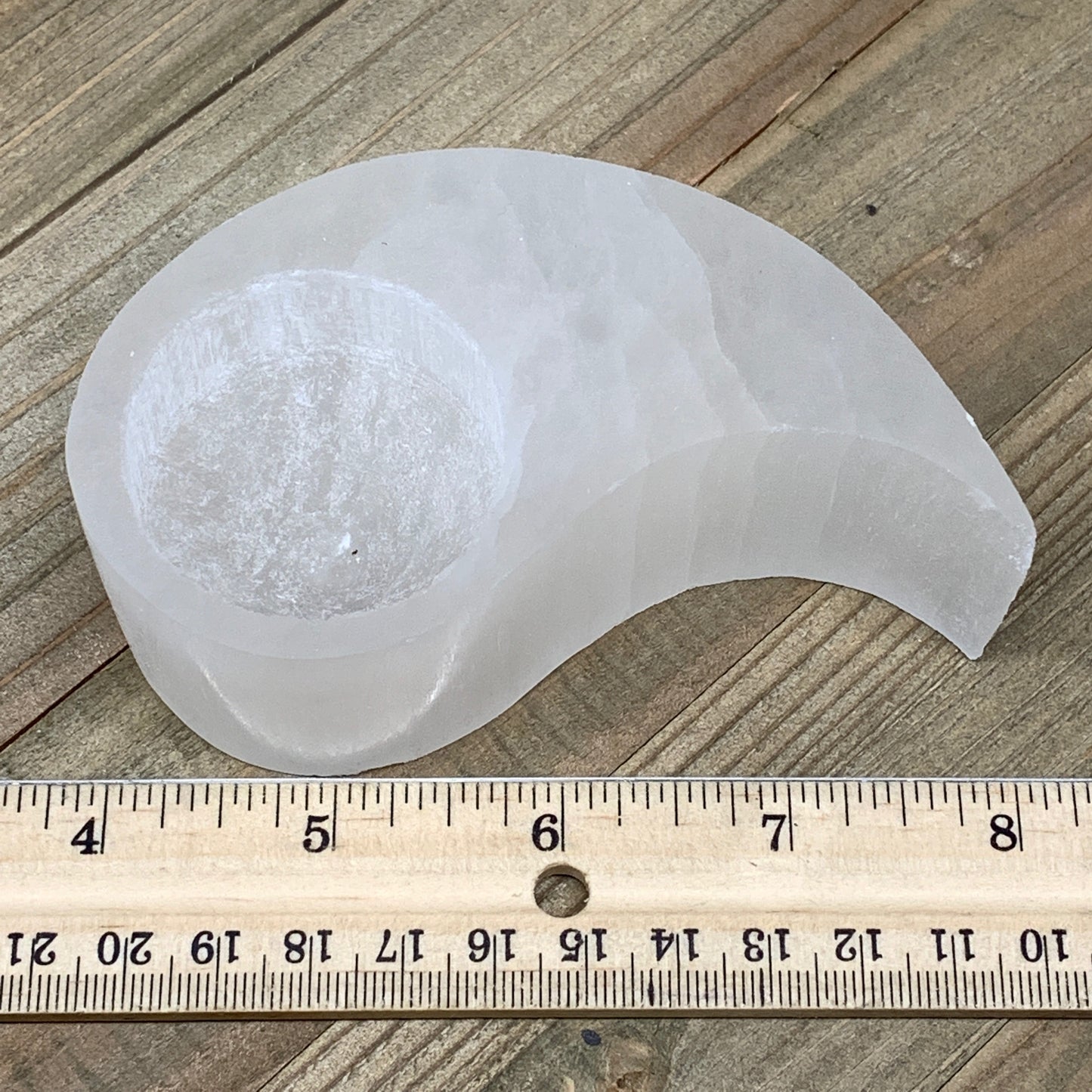 1pc, 240-280g, 4"x2.2"x1.6" White Selenite Candle Holder Wave Shape from Morocco