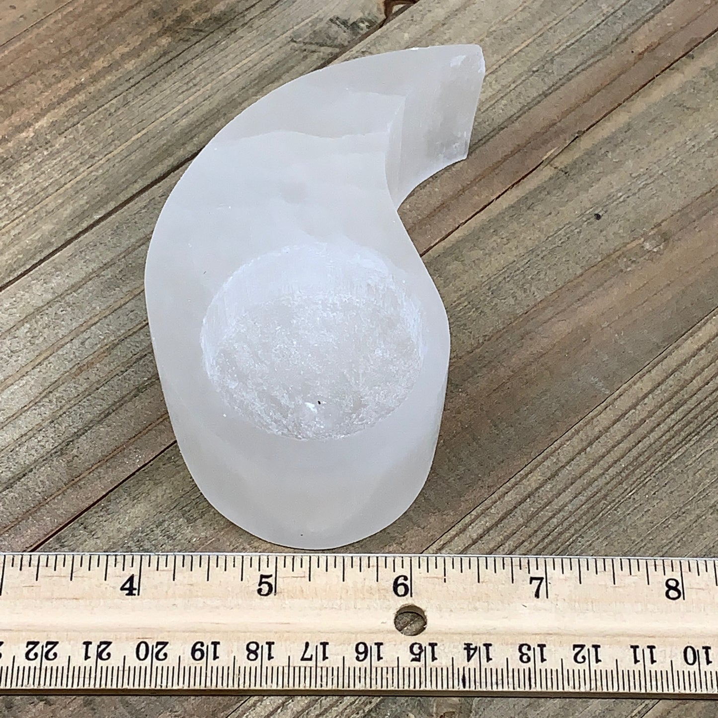 1pc, 240-280g, 4"x2.2"x1.6" White Selenite Candle Holder Wave Shape from Morocco