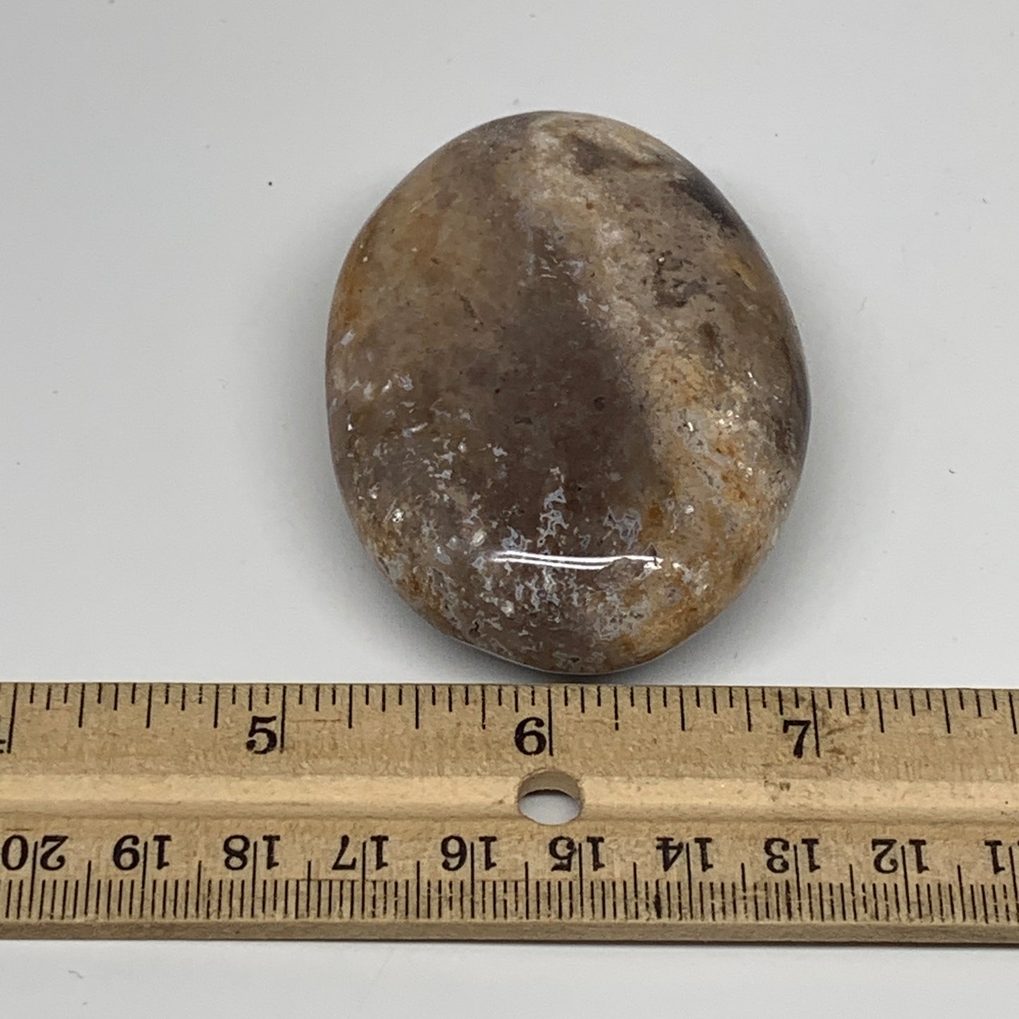 92g, 2.7"x1.9"x0.9", Natural Black Opal Crystal PalmStone Polished Reiki,B2332