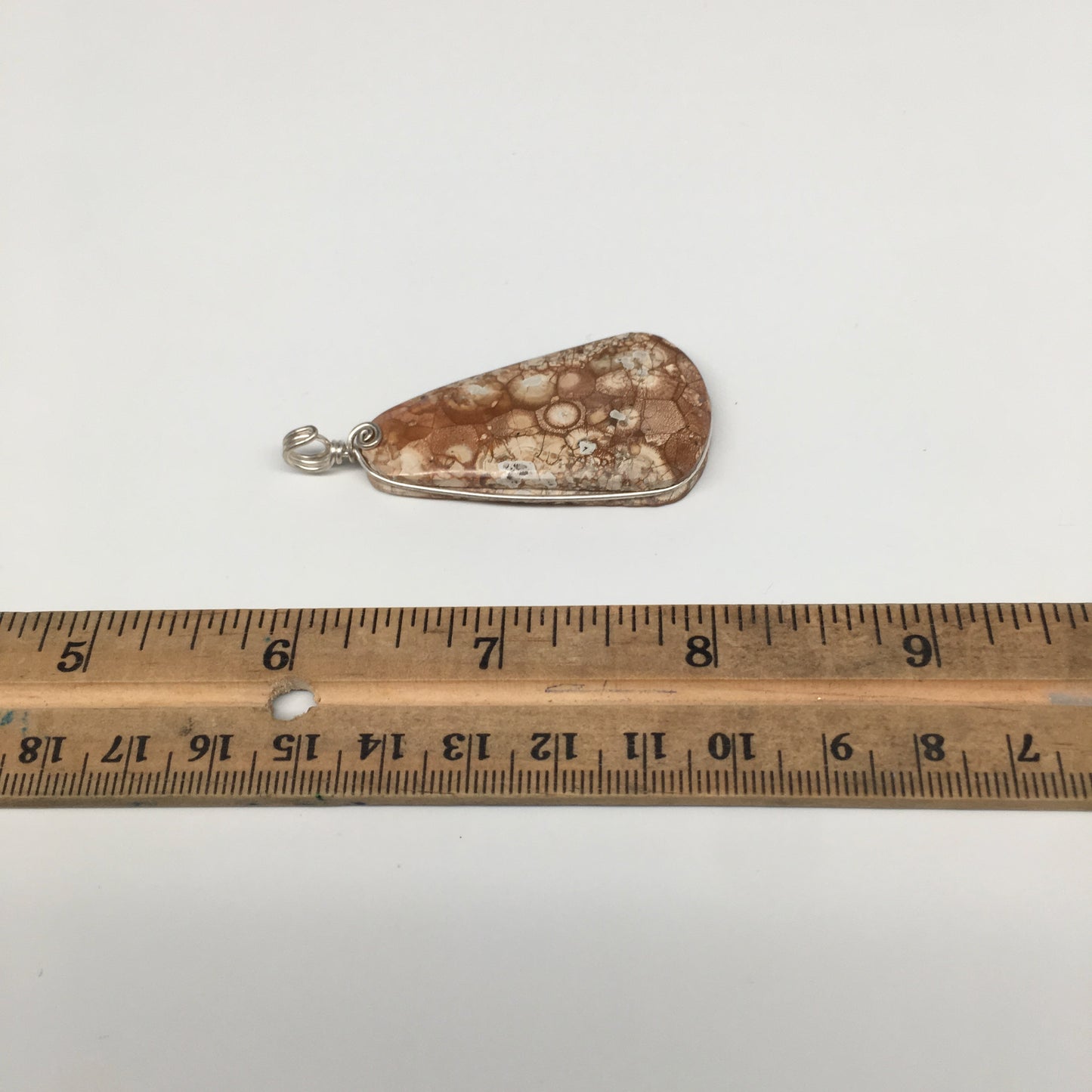 14.9g,2.3"x1.1"x7mmWire Wrapped Sonoran Dendritic Cabochon Pendant Mexico,SC523 - watangem.com