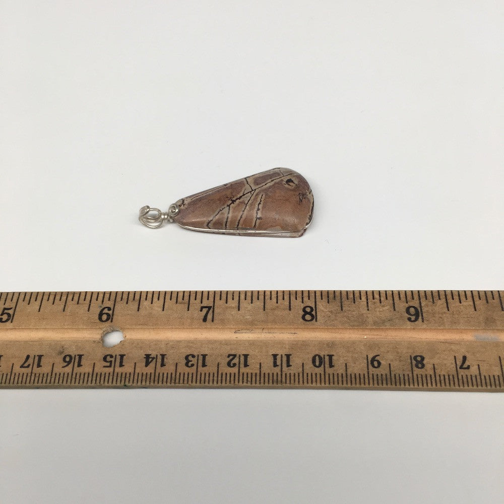 10.6g,1.9"x0.85"x7mmWire Wrapped Sonoran Dendritic Cabochon Pendant Mexico,SC526 - watangem.com