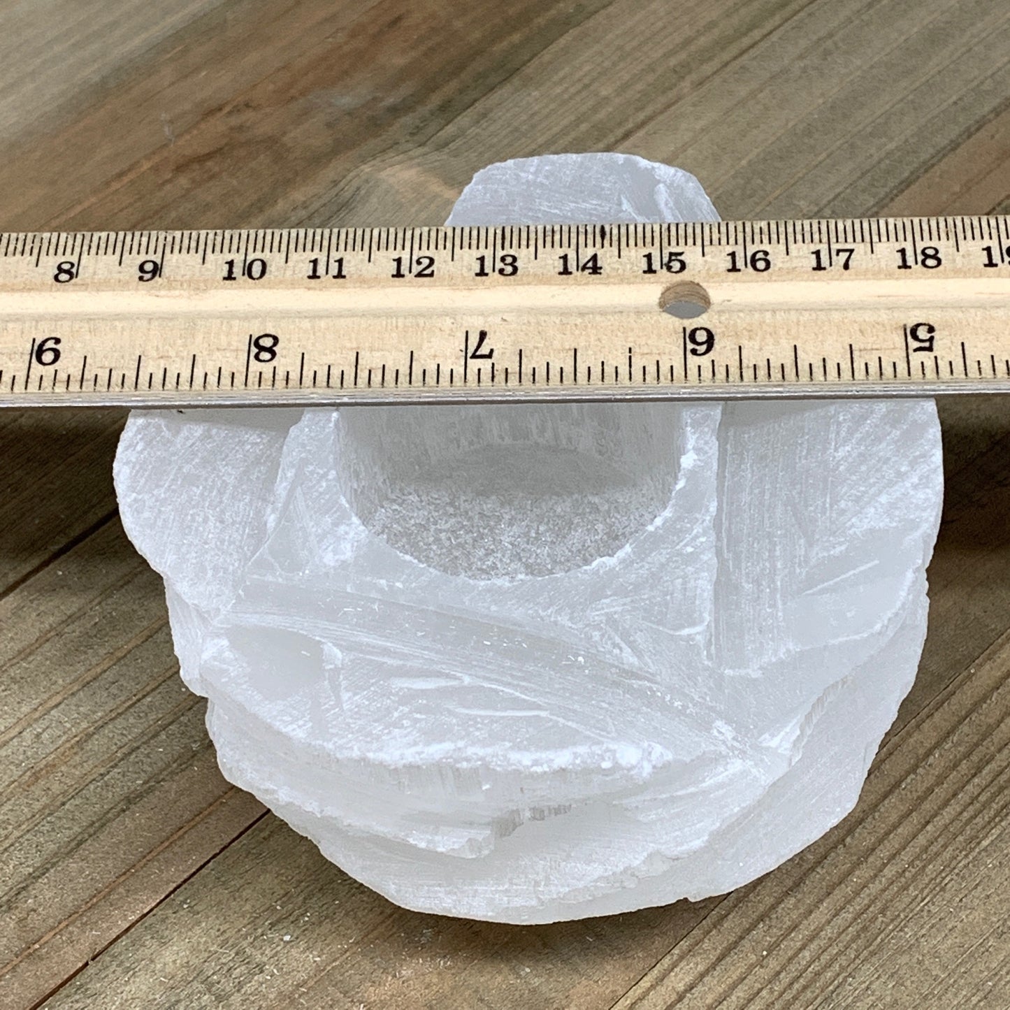 1pc,460-520g, 3.6"x2.1" White Selenite Candle Holder Round Shape from Morocco