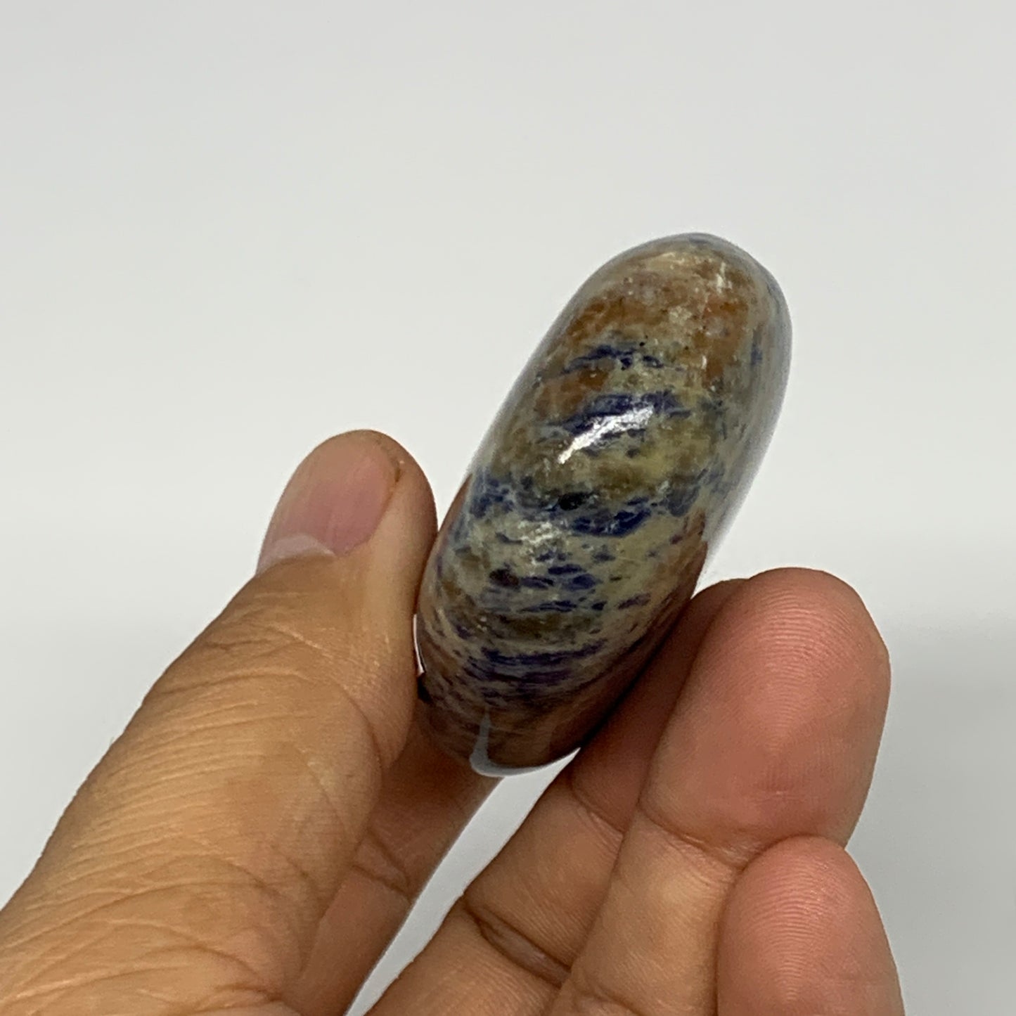 91.7g, 2.7"x1.6"x0.8", Sodalite Palm-Stone Crystal Polished Handmade, B21745