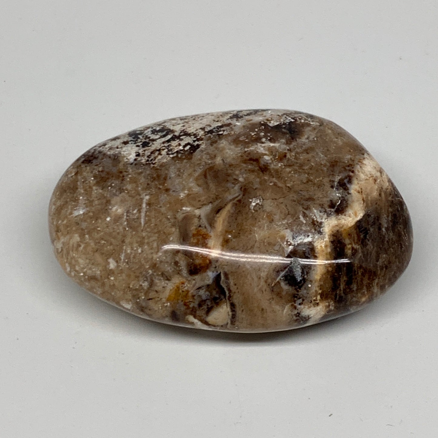 73.3g, 2.4"x1.7"x0.9", Natural Black Opal Crystal PalmStone Polished Reiki,B9715