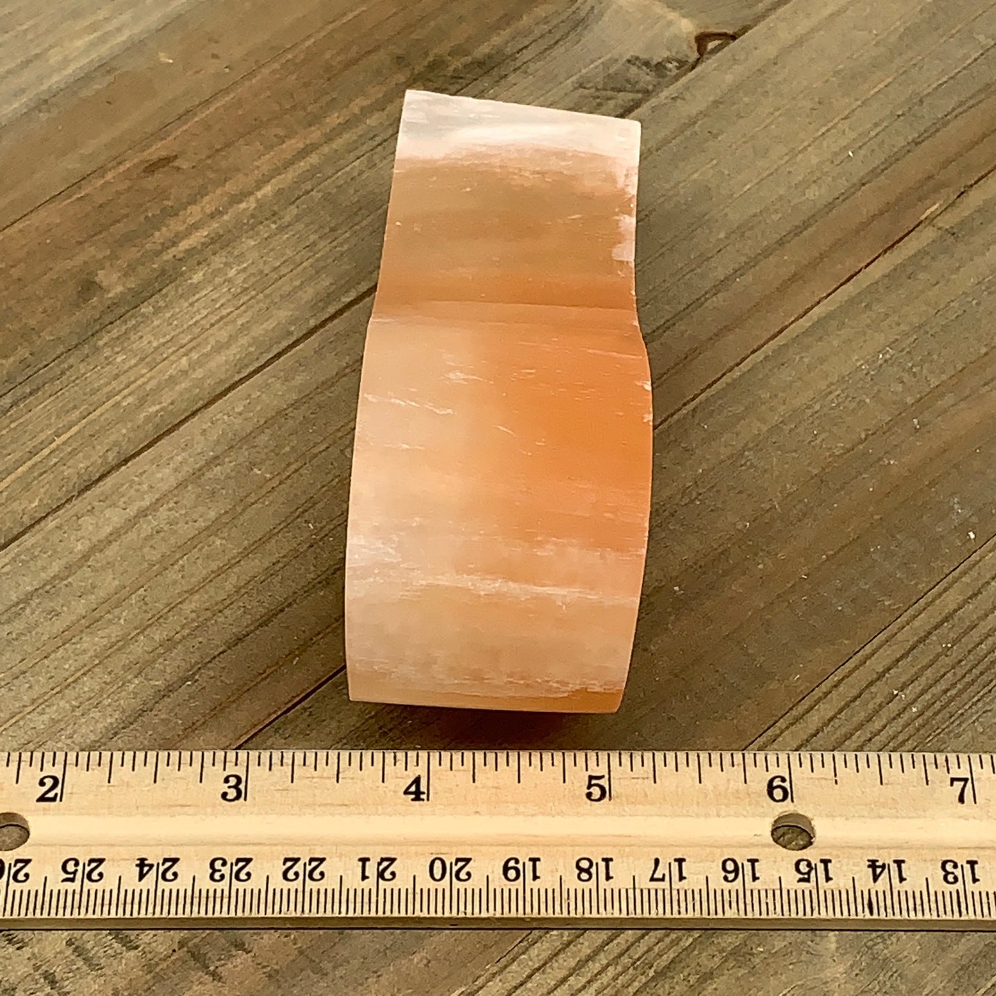 230-280g, 3.9"x2.1"x1.5" Orange Selenite Candle Holder Wave Shape from Morocco