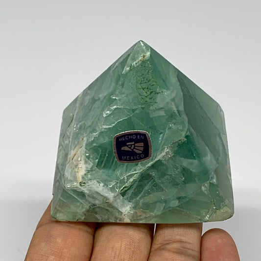 212.4g, 2"x2.4"x2.3" Natural Green Fluorite Pyramid Crystal Gemstone @Mexico, B1