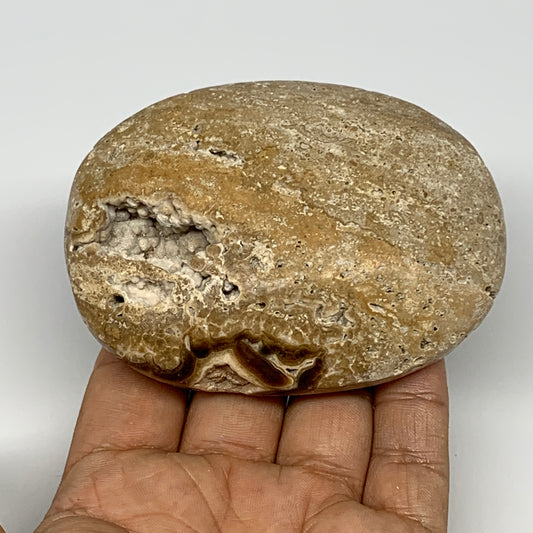 205.4g, 3.5"x2.6"x1.1", Chocolate Calcite Palm-Stone Reiki @Afghanistan, B14697