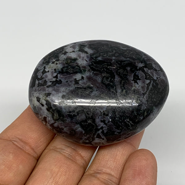 111.2g, 2.3"x1.8"x1", Indigo Gabro (Merlinite) Palm-Stone @Madagascar, B17883