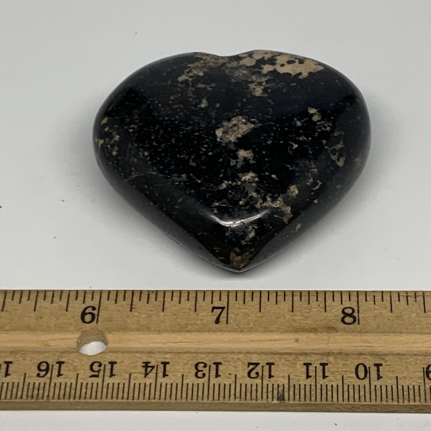 117.2g, 2.1"x2.3"x0.9", Black Tourmaline Heart Polished Crystal Home Decor, B217