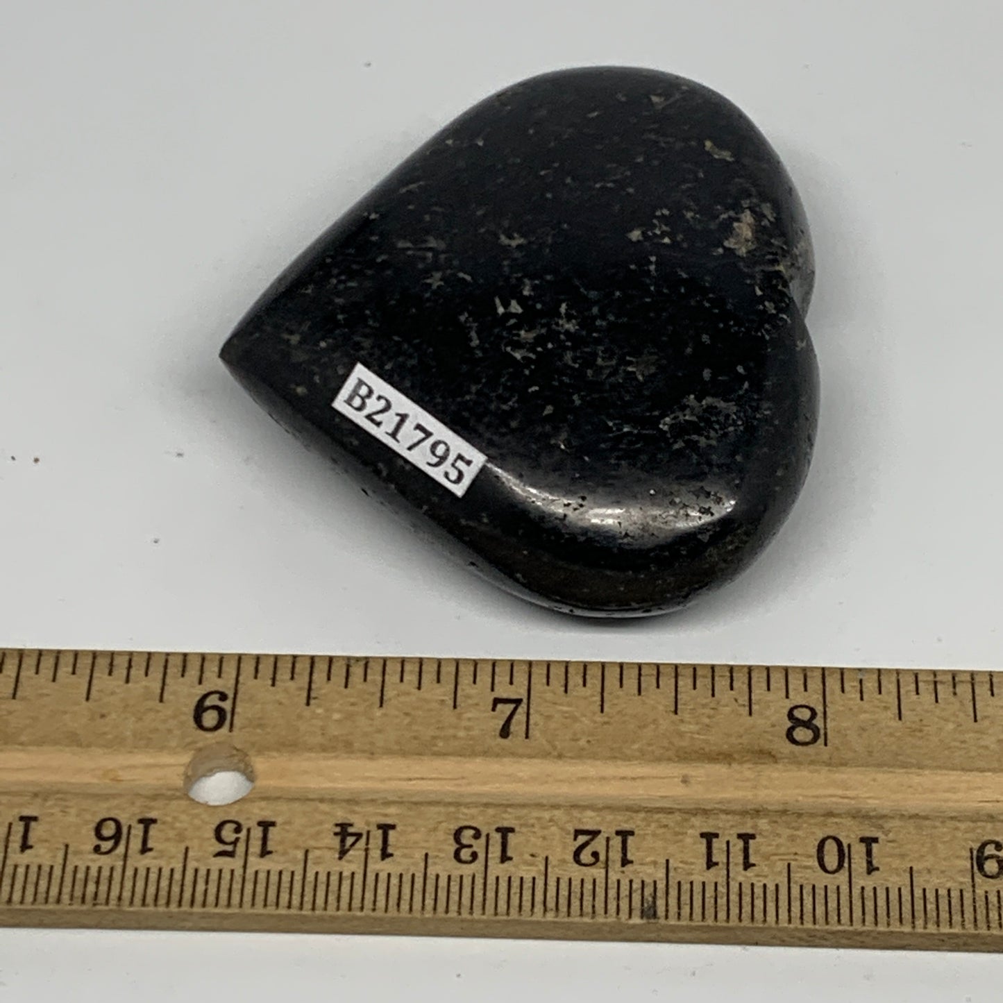 111.5g, 2.1"x2.3"x0.9", Black Tourmaline Heart Polished Crystal Home Decor, B217