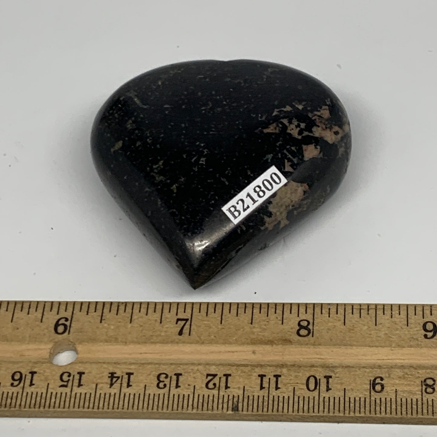 125.2g, 2.2"x2.3"x0.9", Black Tourmaline Heart Polished Crystal Home Decor, B218