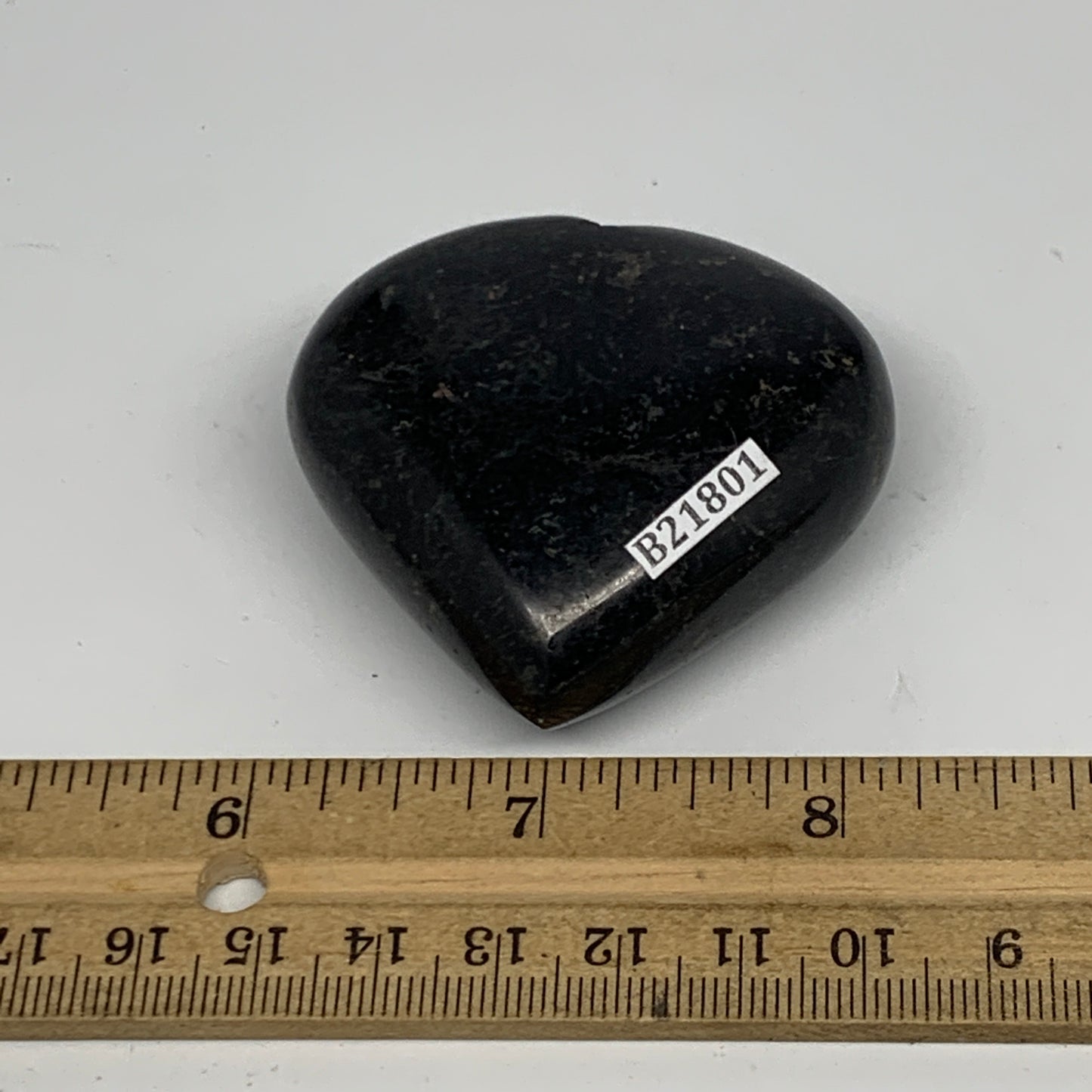 108.6g, 2"x2.1"x1", Black Tourmaline Heart Polished Crystal Home Decor, B21801