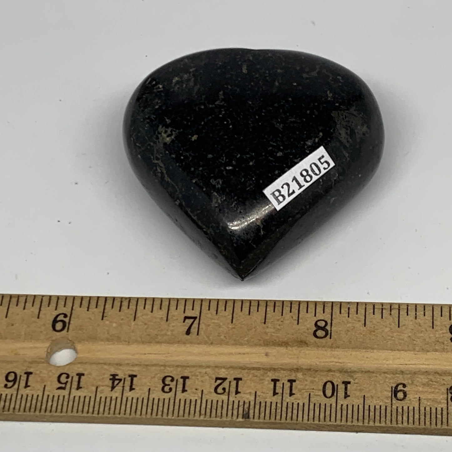 104.5g, 2"x2.1"x0.9", Black Tourmaline Heart Polished Crystal Home Decor, B21805