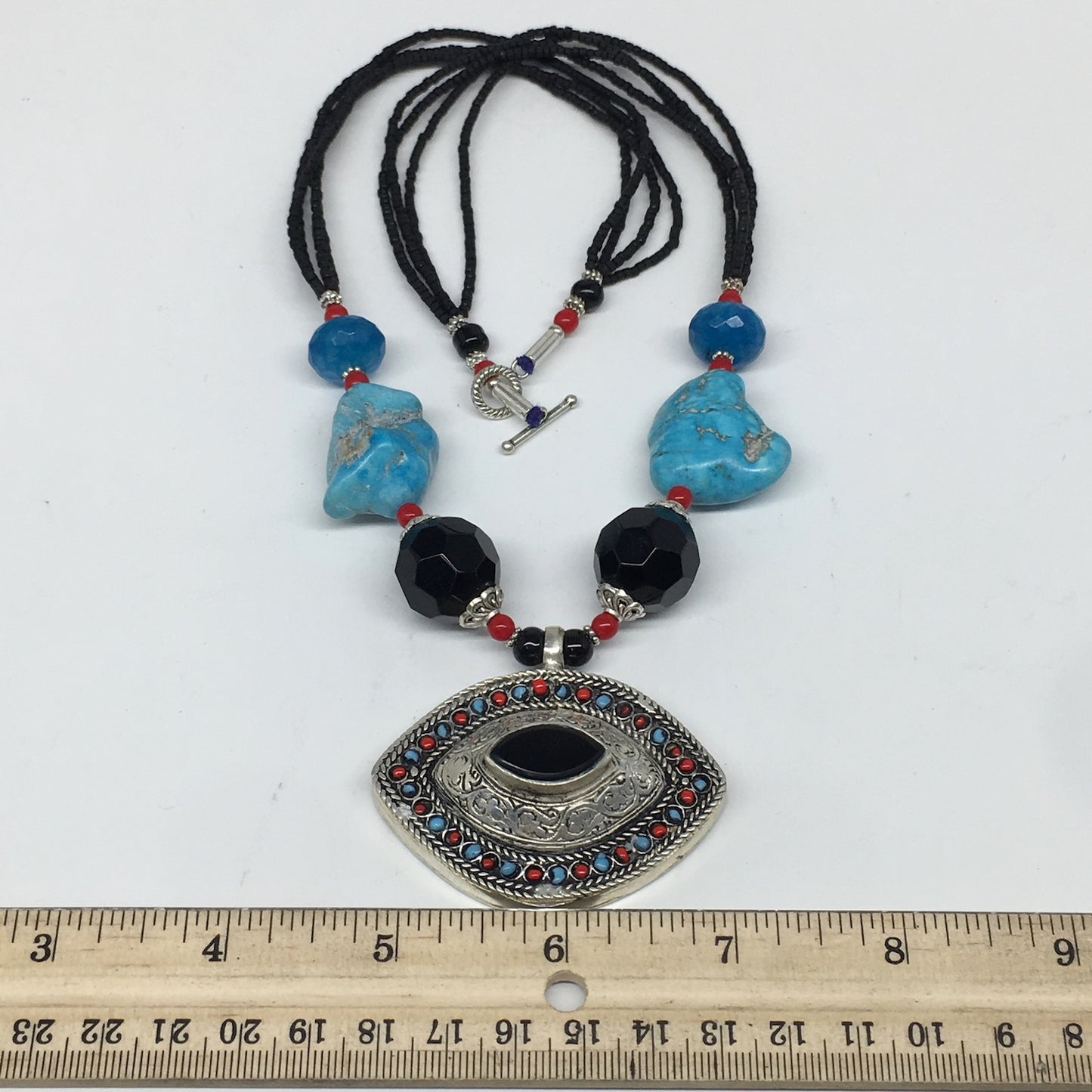 1pc,Turkmen Necklace Pendant Statement Tribal Black Carnelian Bead,20-22",TN780