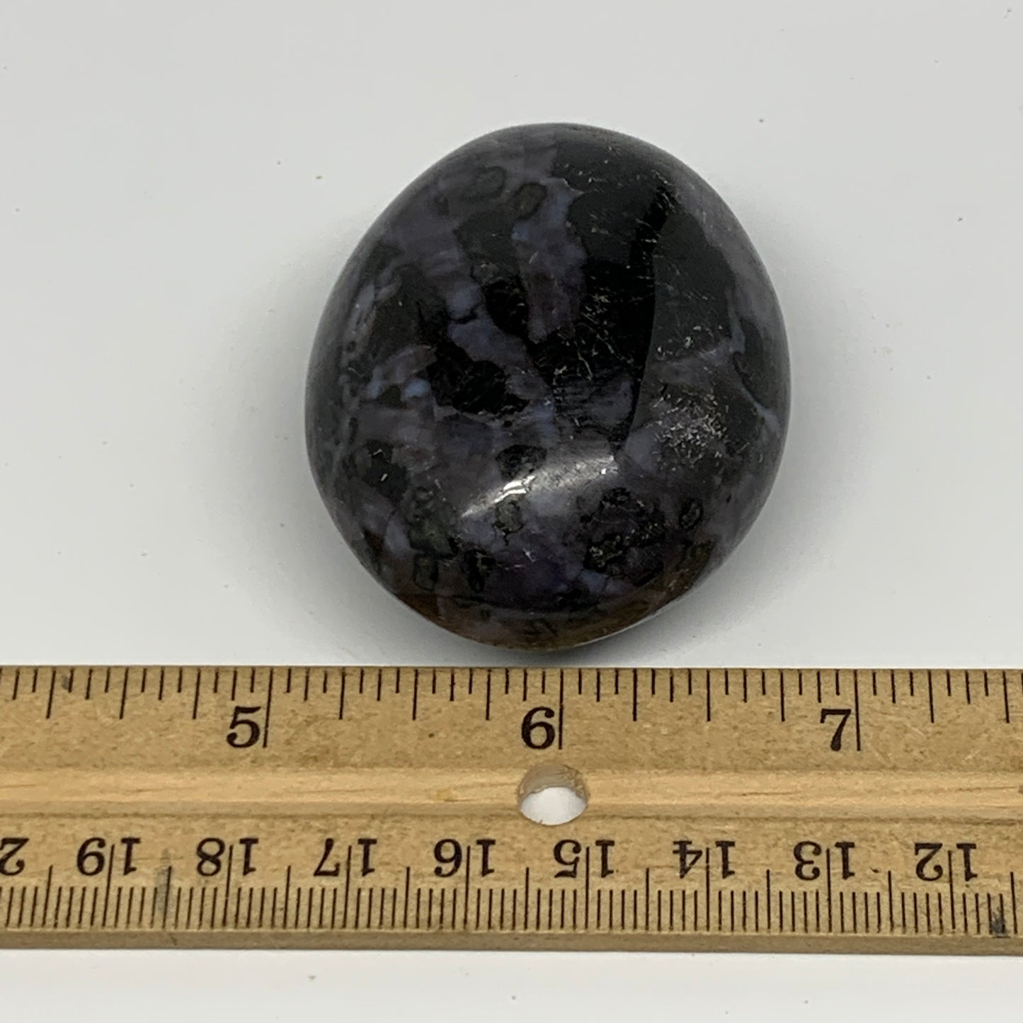 99.9g, 2.1"x1.7"x1.1", Indigo Gabro (Merlinite) Palm-Stone @Madagascar, B17912