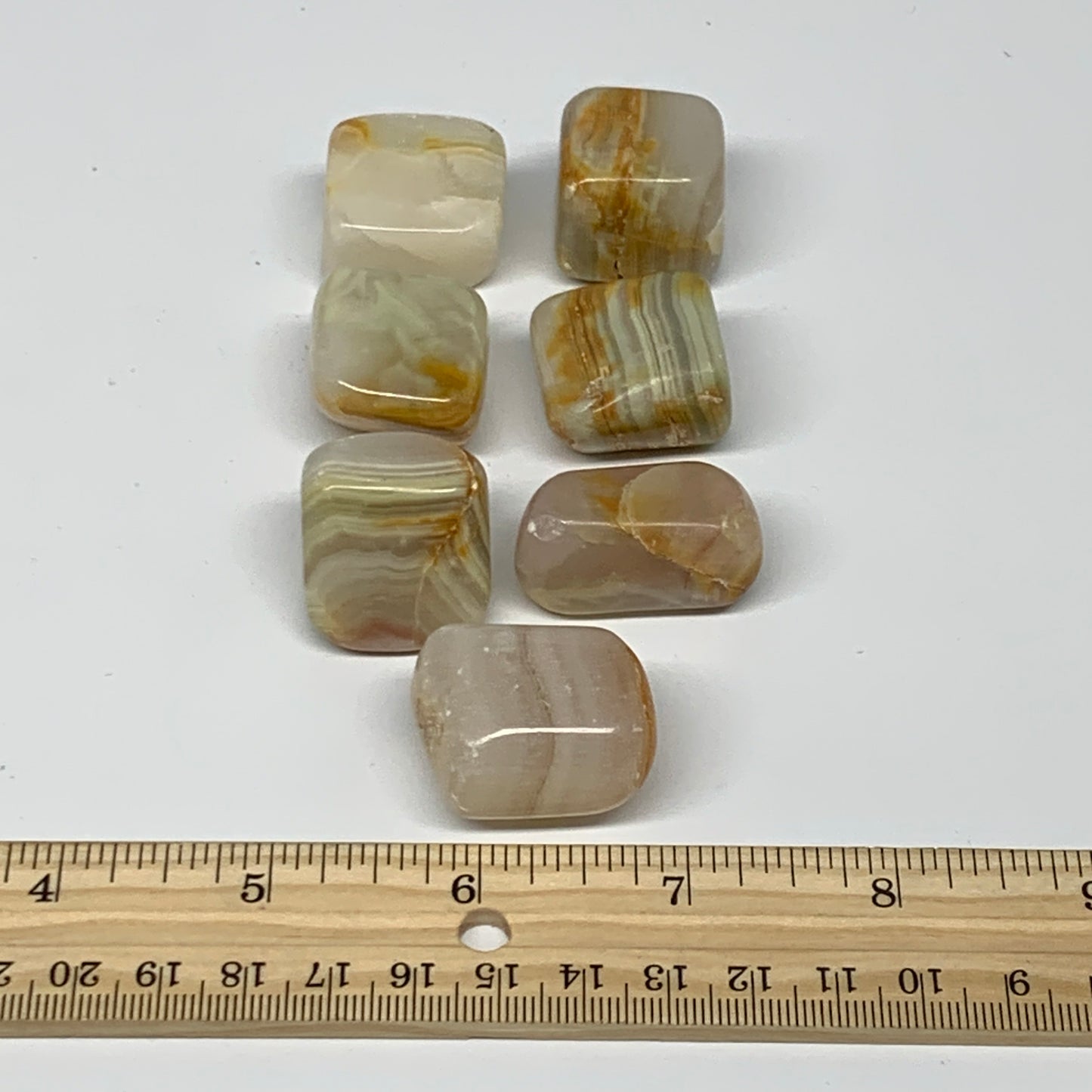 162.4g, 0.8"-1.3", 7pcs, Onyx/Banded Tumbled Stones @Afghanistan, B26709