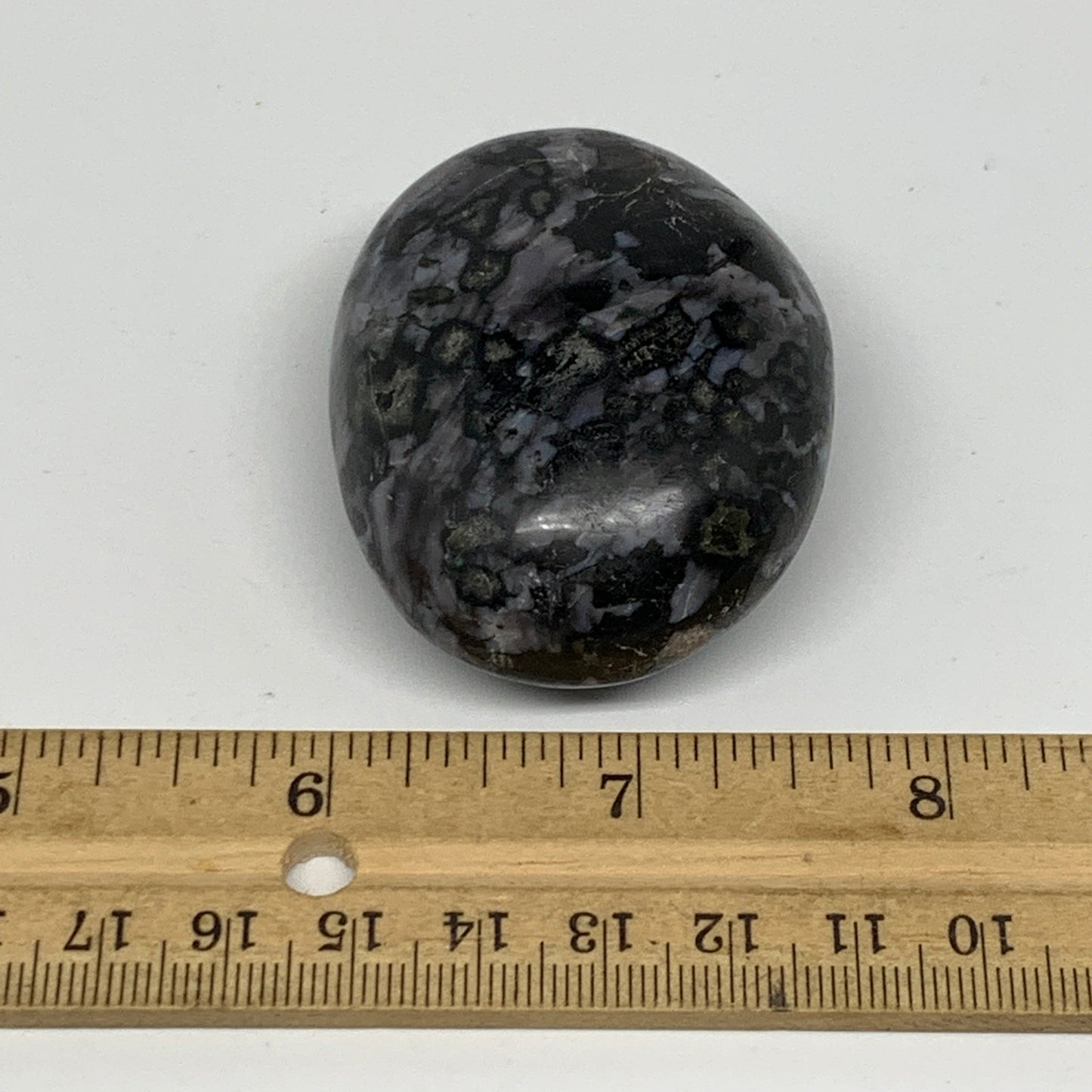 98.5g, 2.1"x1.7"x1", Indigo Gabro (Merlinite) Palm-Stone @Madagascar, B17920